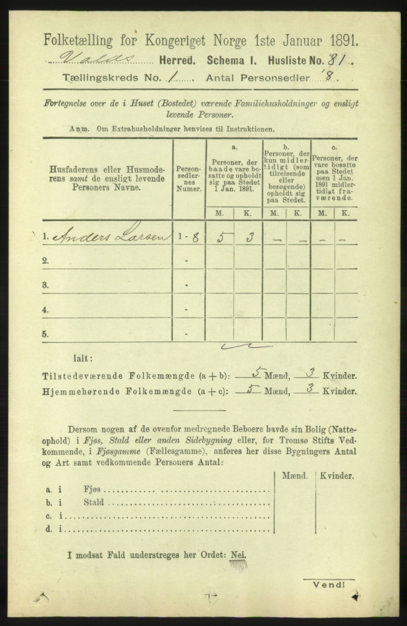 RA, Folketelling 1891 for 1537 Voll herred, 1891, s. 95