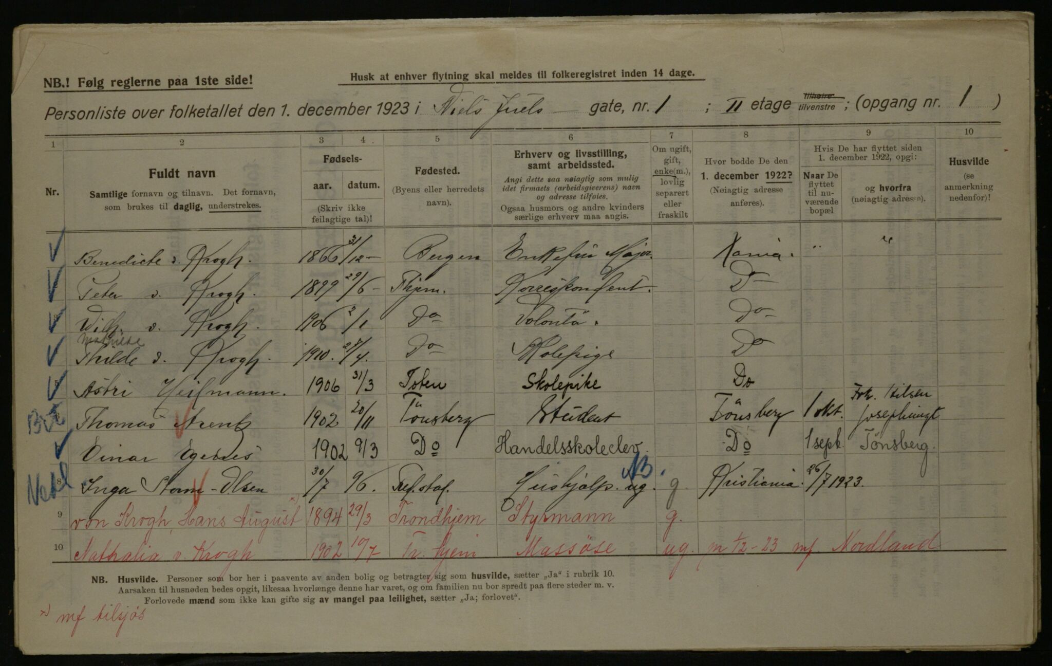 OBA, Kommunal folketelling 1.12.1923 for Kristiania, 1923, s. 77261