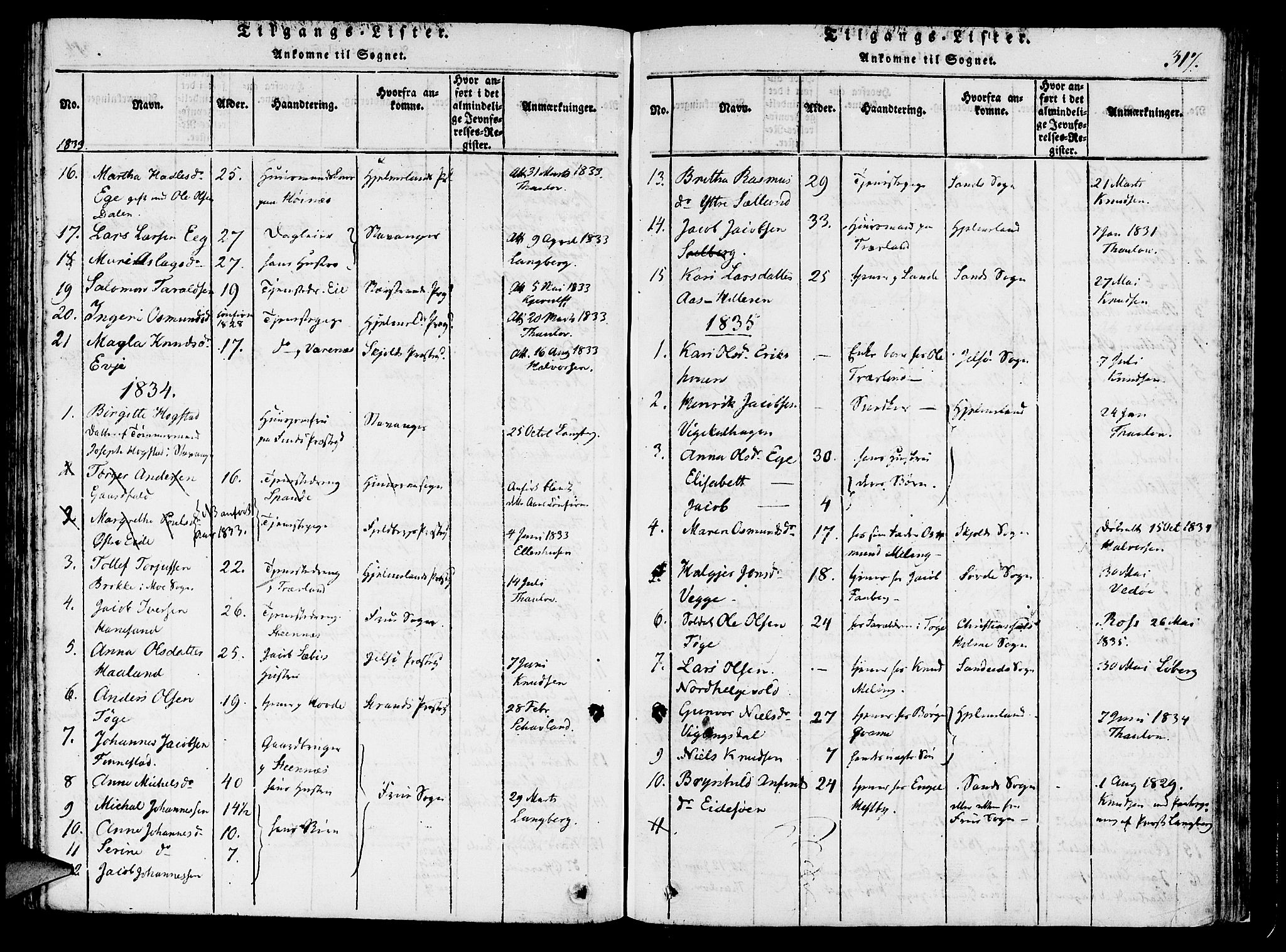 Finnøy sokneprestkontor, AV/SAST-A-101825/H/Ha/Haa/L0006: Ministerialbok nr. A 6, 1816-1846, s. 317