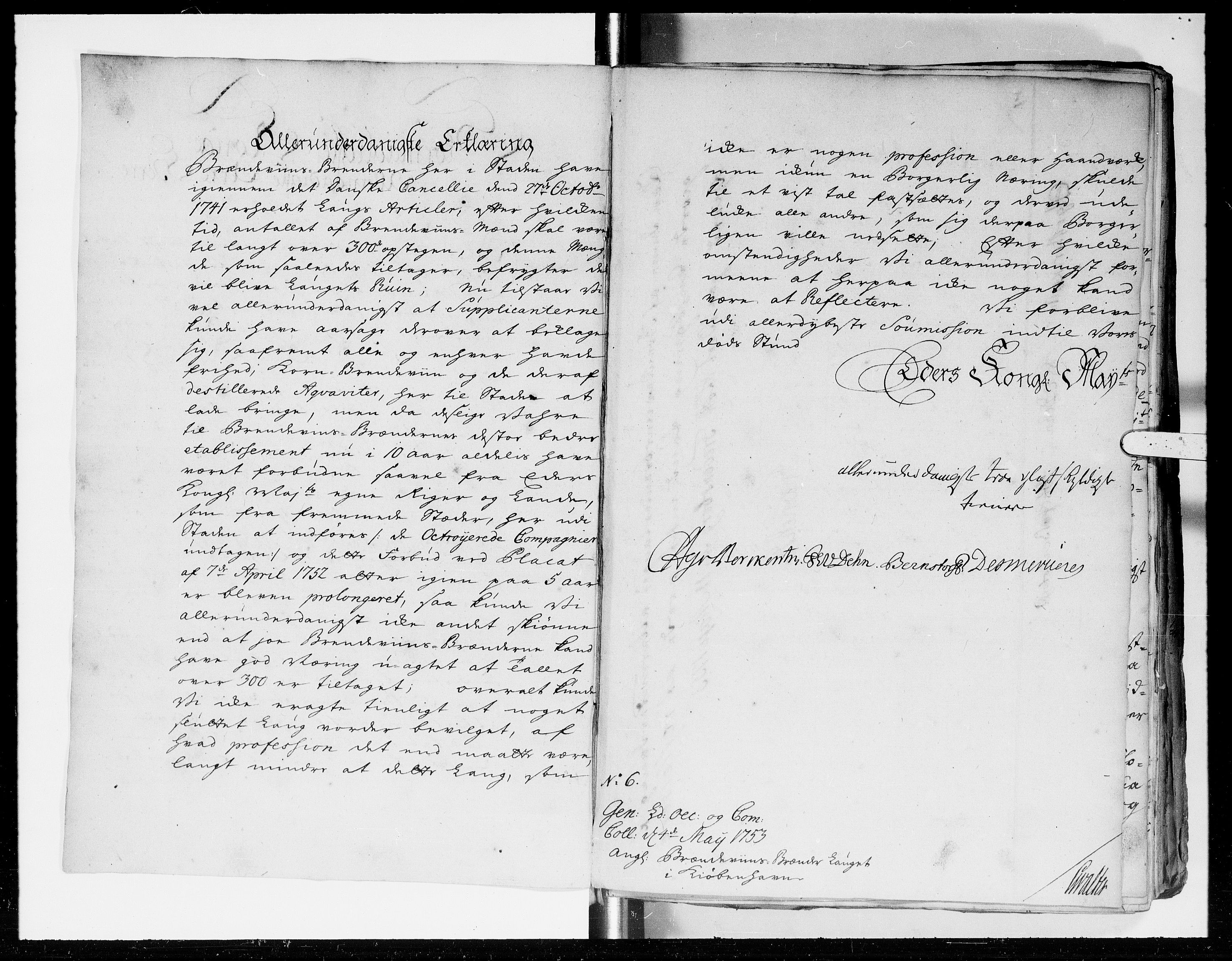 Kommercekollegiet, Dansk-Norske Sekretariat (1736-1771) / Kommercedeputationen (1771-1773), DRA/A-0002/-/009: Forestillinger, 1753-1756