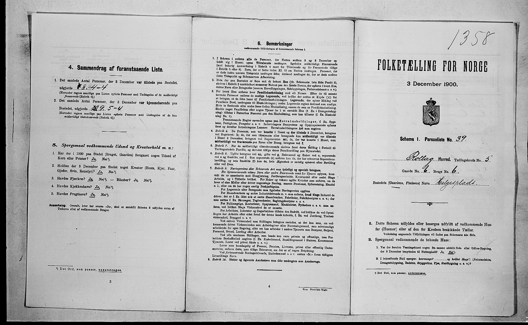 RA, Folketelling 1900 for 0632 Rollag herred, 1900, s. 521