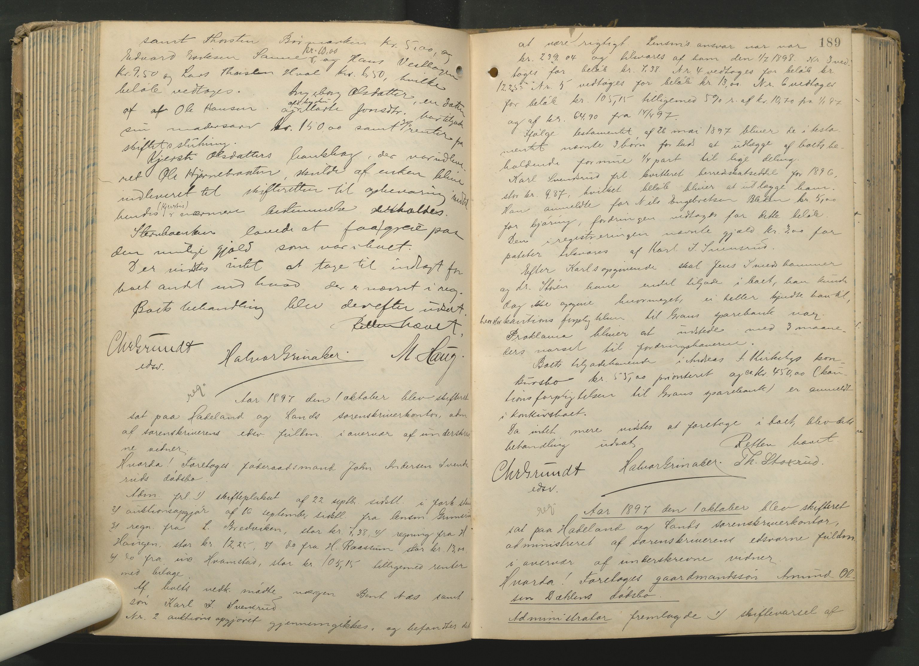 Hadeland og Land tingrett, AV/SAH-TING-010/J/Jc/L0005: Skifteforhandlingsprotokoll, 1893-1916, s. 188b-189a
