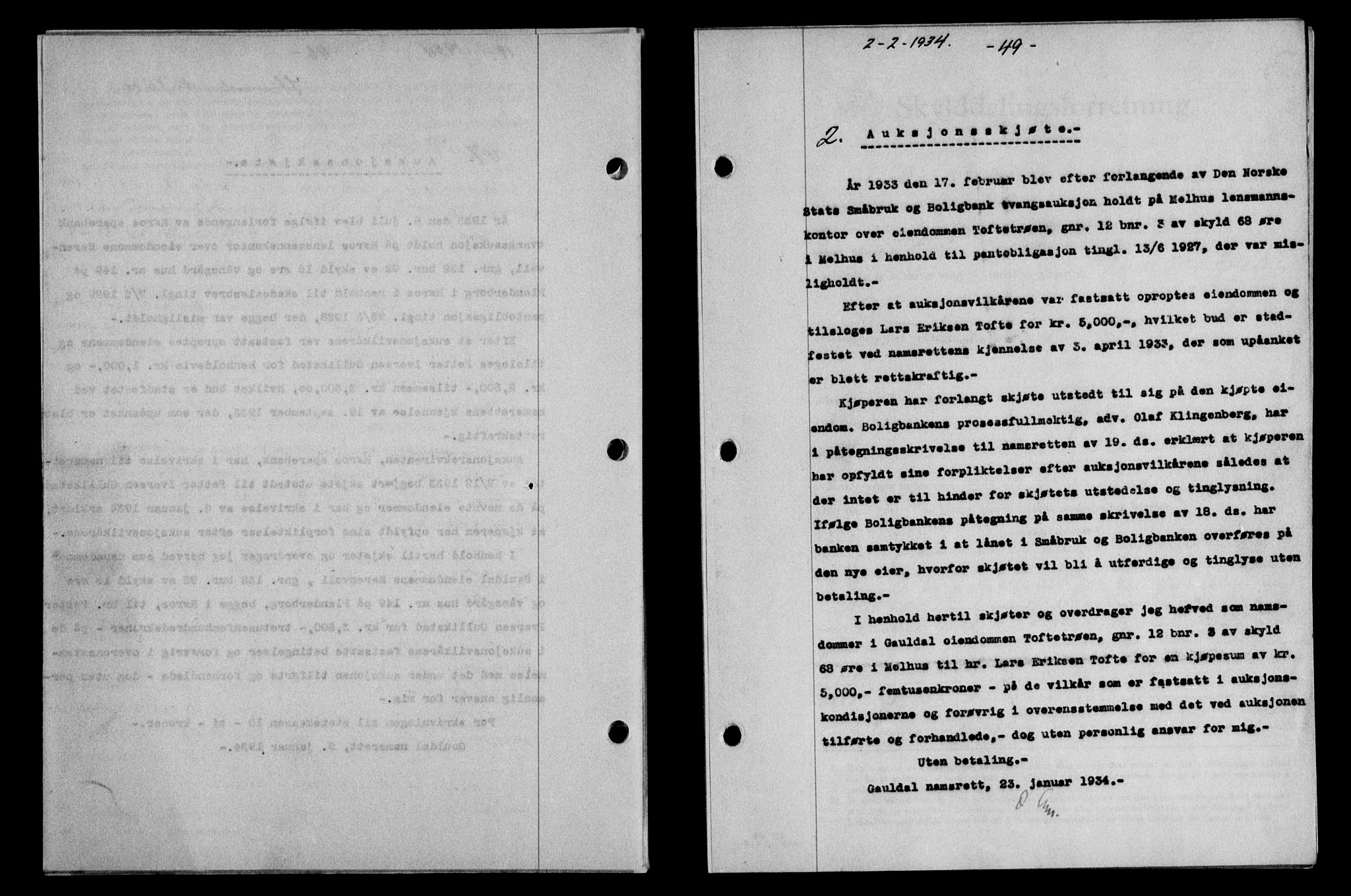 Gauldal sorenskriveri, SAT/A-0014/1/2/2C/L0043: Pantebok nr. 45-46, 1933-1934, Tingl.dato: 02.02.1934