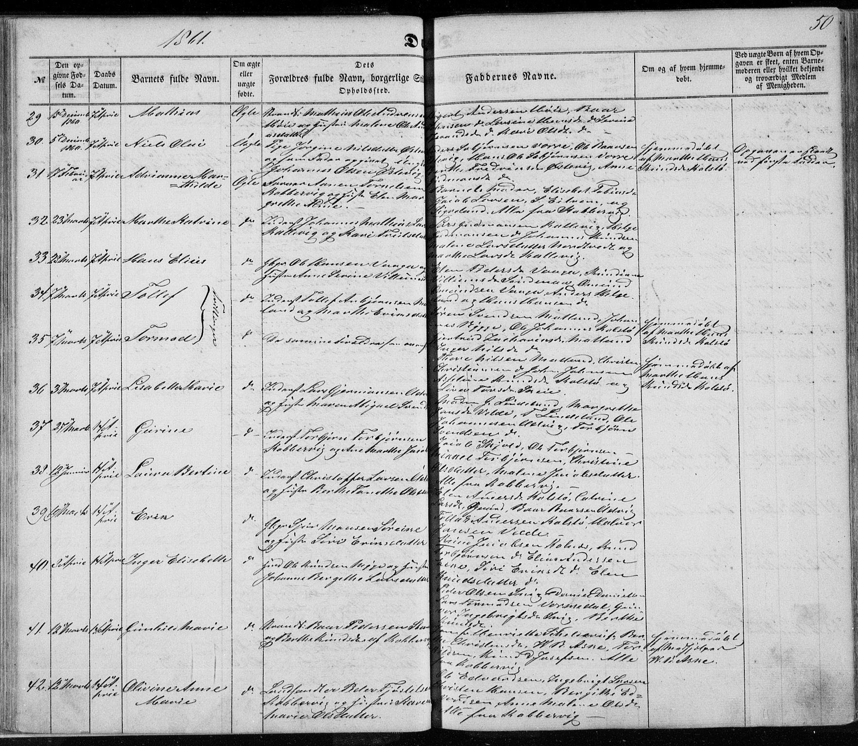 Avaldsnes sokneprestkontor, AV/SAST-A -101851/H/Ha/Haa/L0010: Ministerialbok nr. A 10, 1857-1876, s. 50