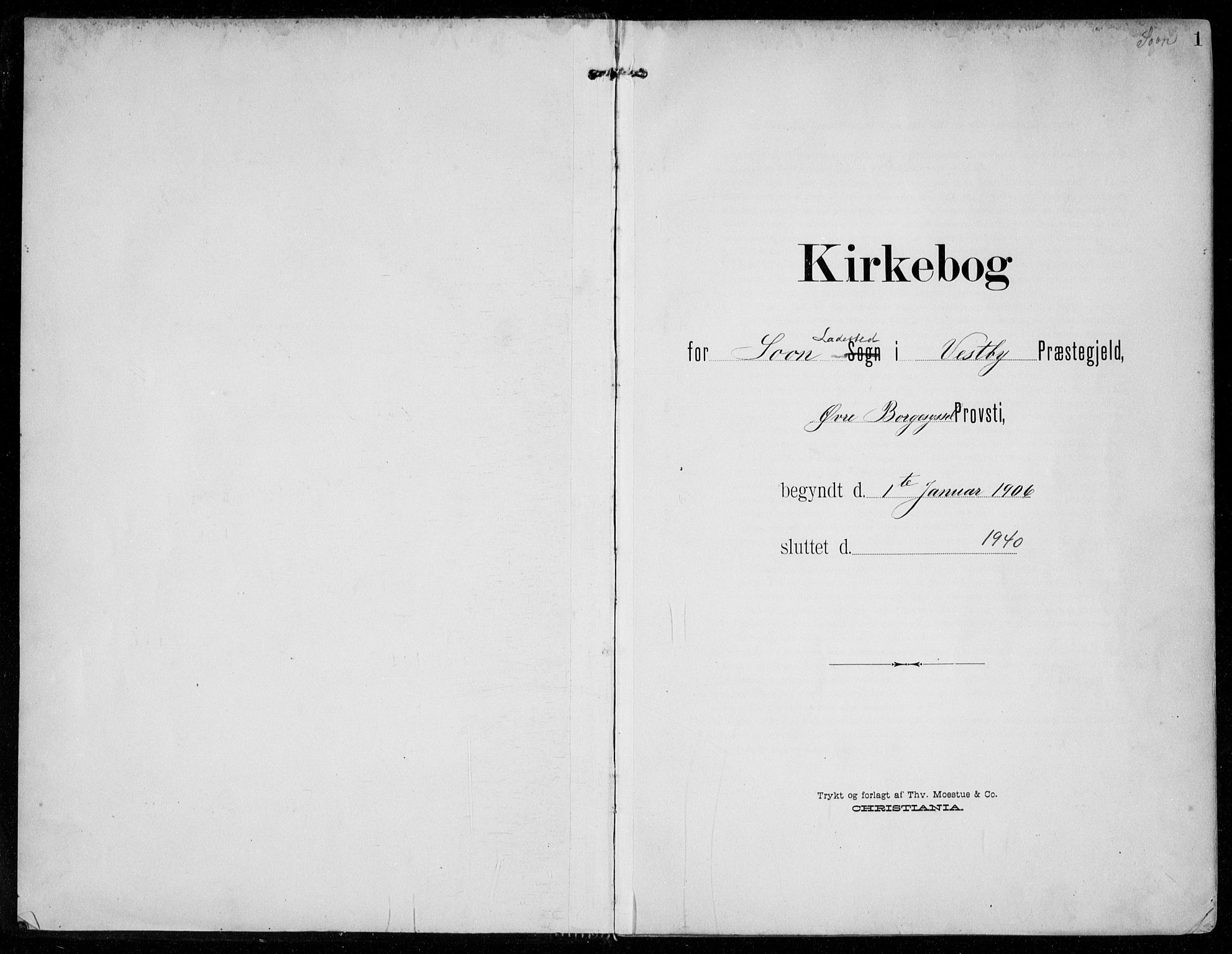 Vestby prestekontor Kirkebøker, SAO/A-10893/F/Fc/L0002: Ministerialbok nr. III 2, 1906-1940, s. 1