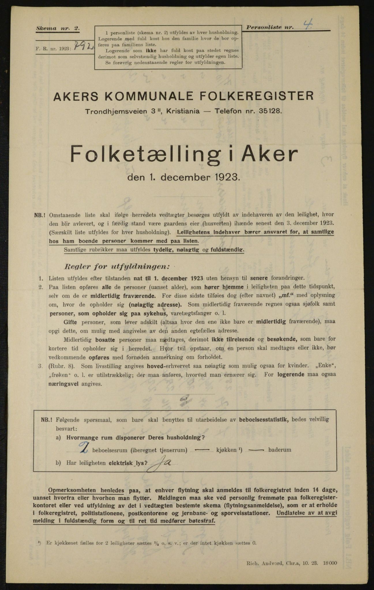 , Kommunal folketelling 1.12.1923 for Aker, 1923, s. 12231