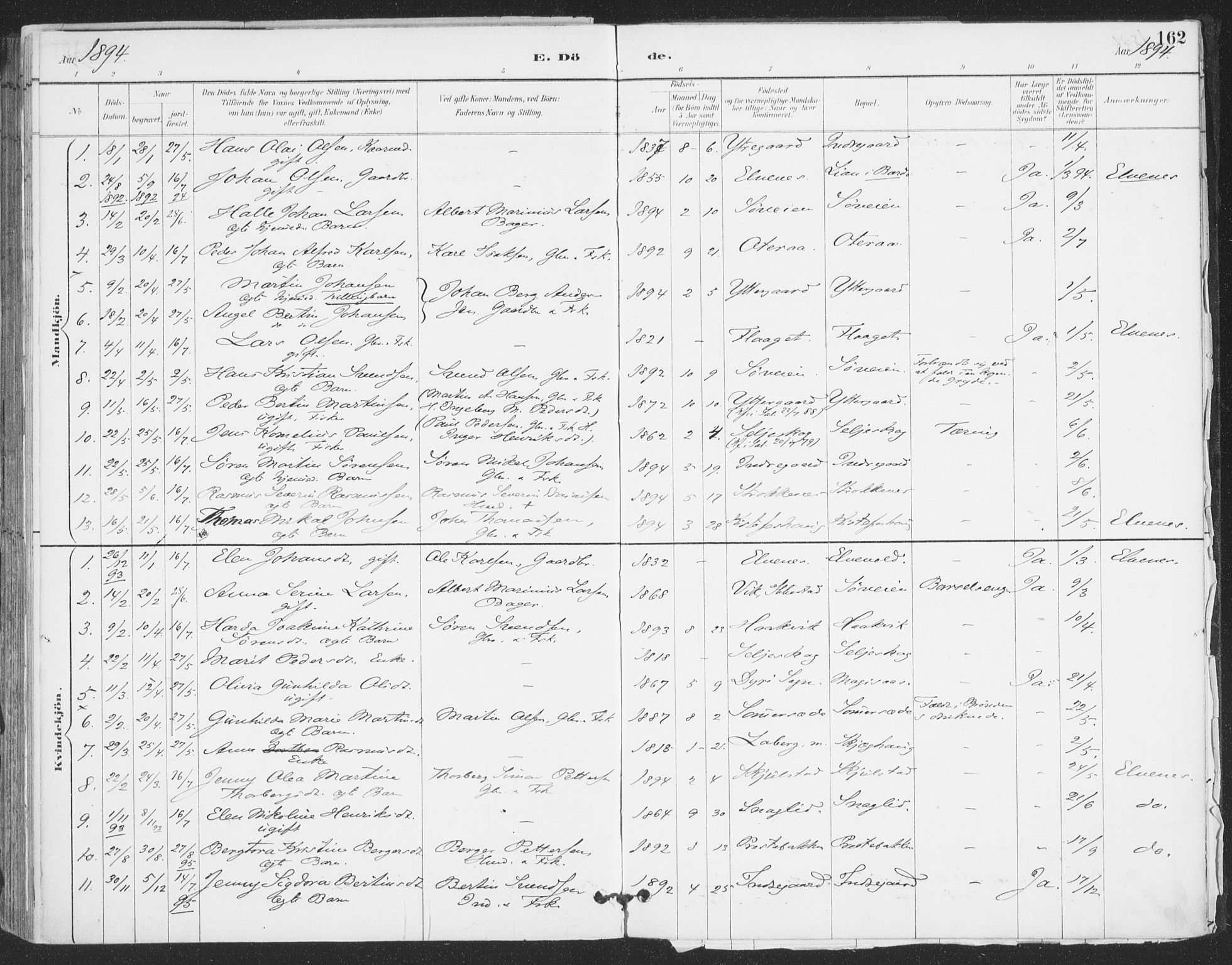 Ibestad sokneprestembete, AV/SATØ-S-0077/H/Ha/Haa/L0015kirke: Ministerialbok nr. 15, 1888-1899, s. 162