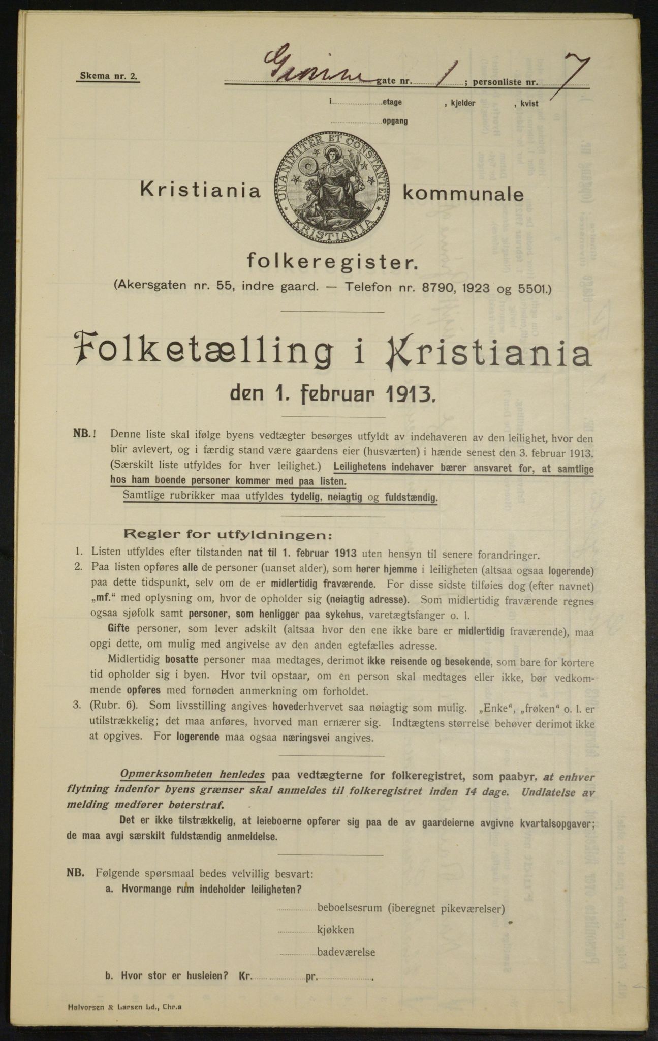 OBA, Kommunal folketelling 1.2.1913 for Kristiania, 1913, s. 32329