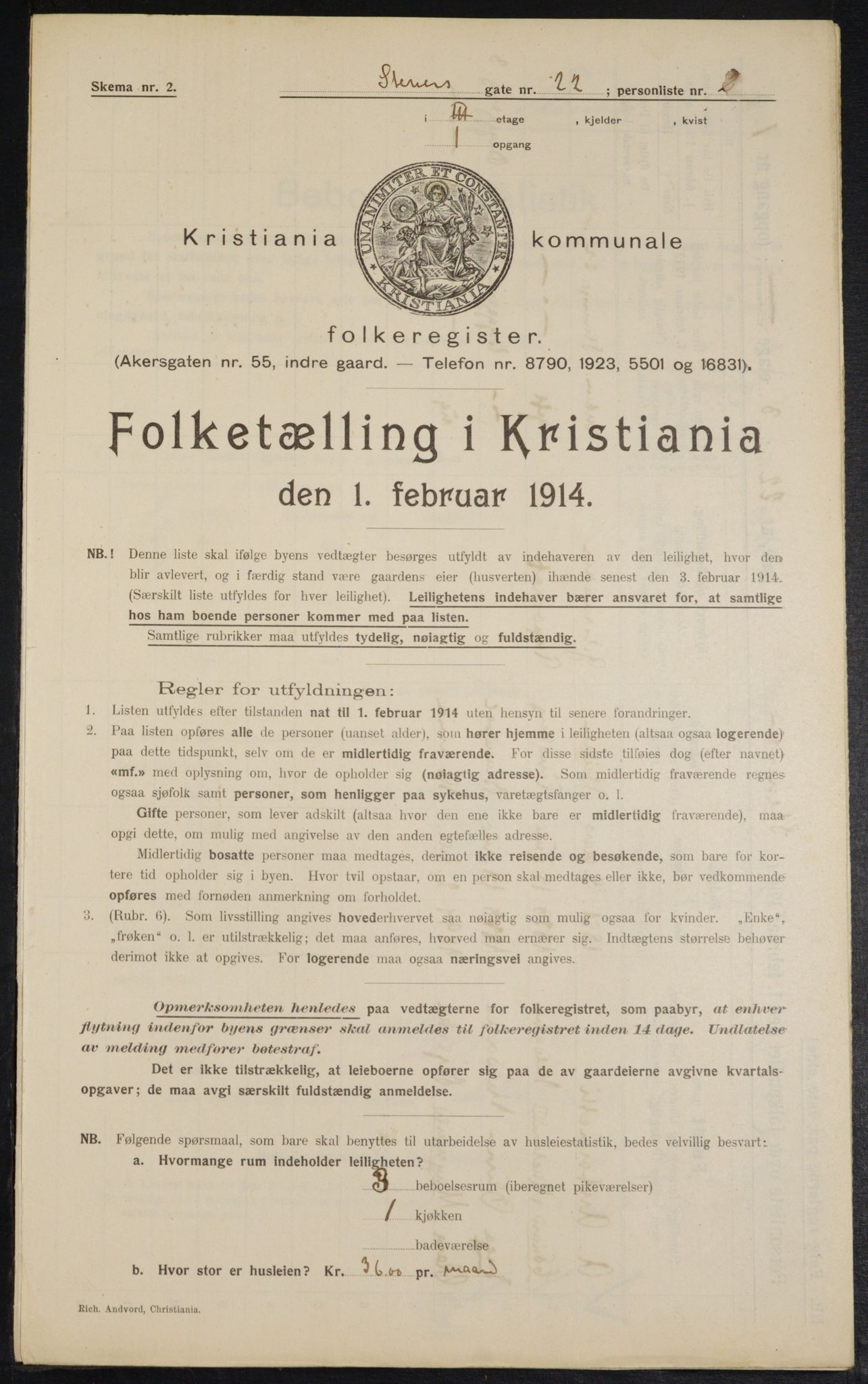 OBA, Kommunal folketelling 1.2.1914 for Kristiania, 1914, s. 101489