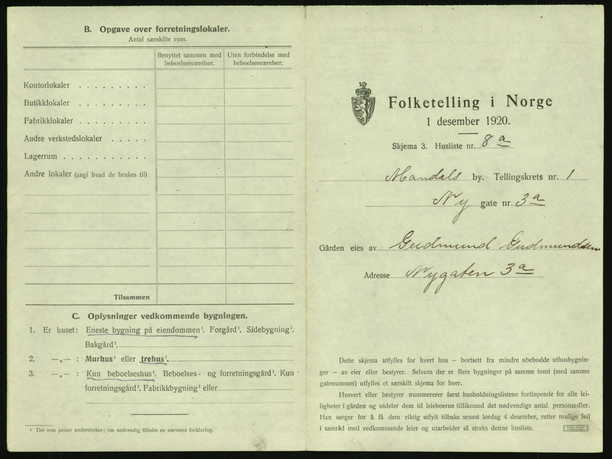 SAK, Folketelling 1920 for 1002 Mandal ladested, 1920, s. 57