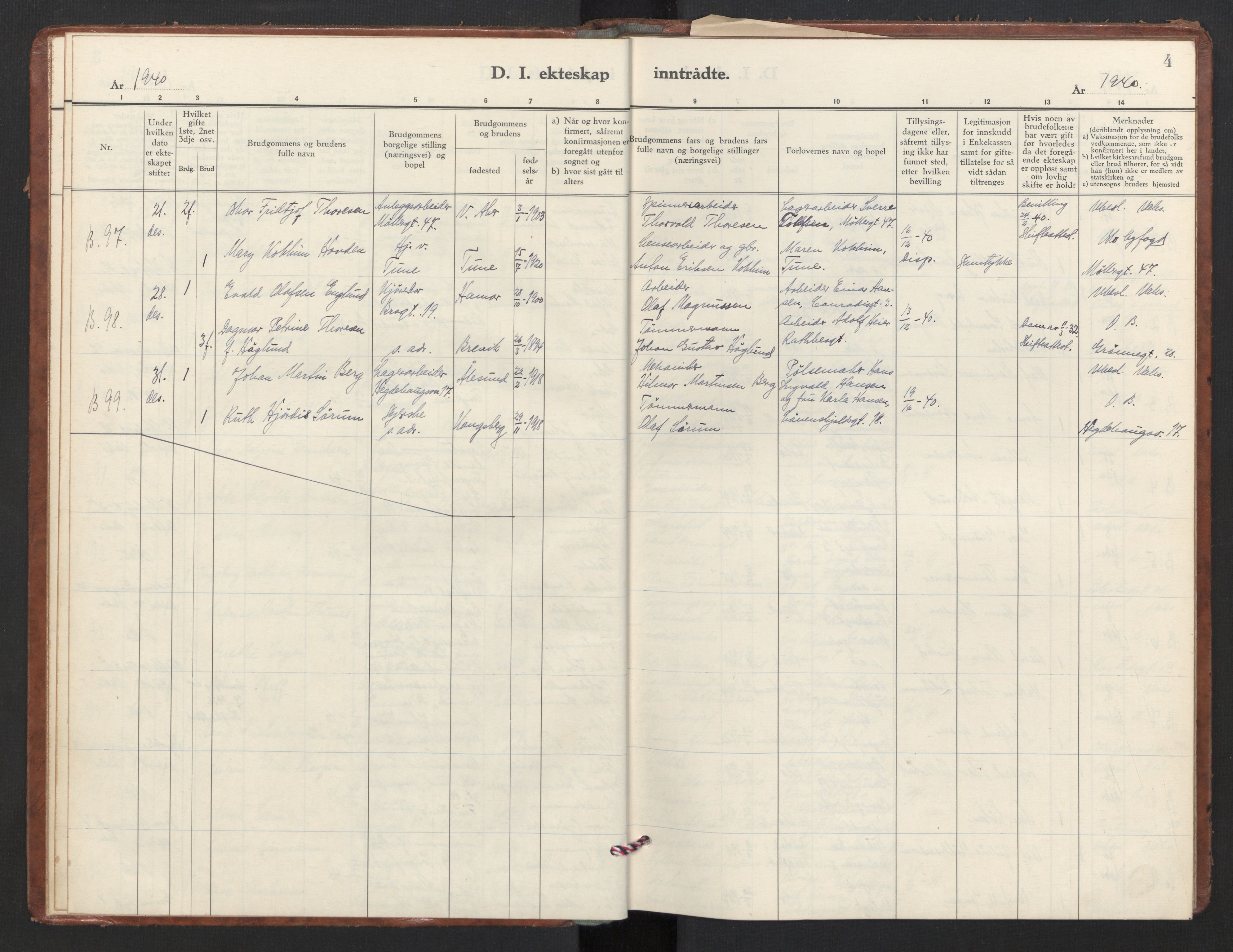 Trefoldighet prestekontor Kirkebøker, SAO/A-10882/F/Fg/L0003: Ministerialbok nr. VII 3, 1940-1948, s. 4