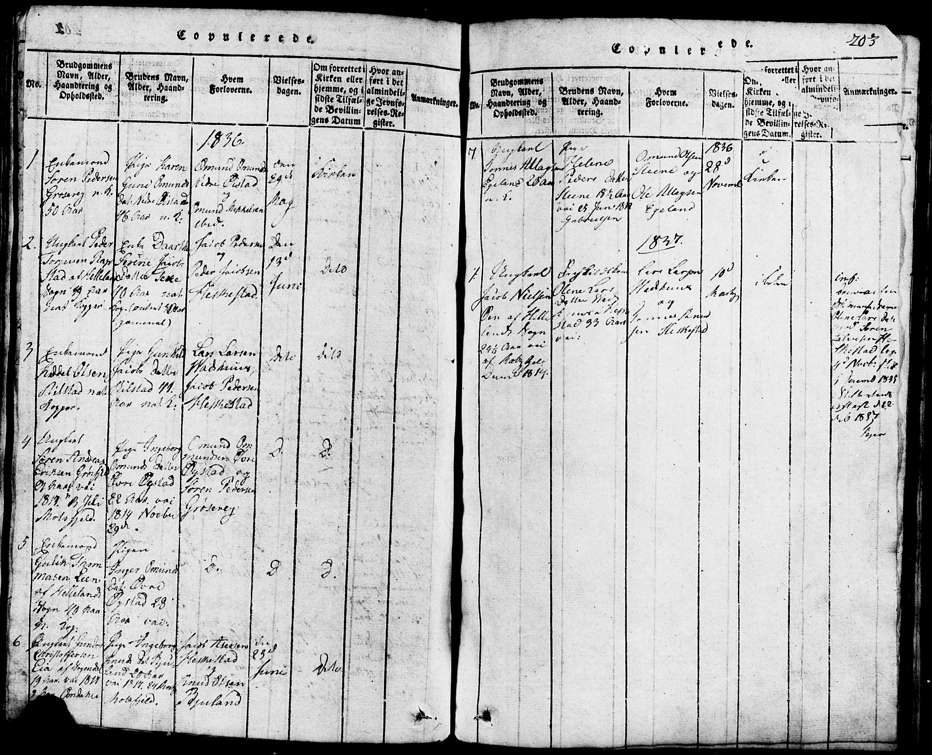 Lund sokneprestkontor, AV/SAST-A-101809/S07/L0001: Klokkerbok nr. B 1, 1815-1853, s. 203