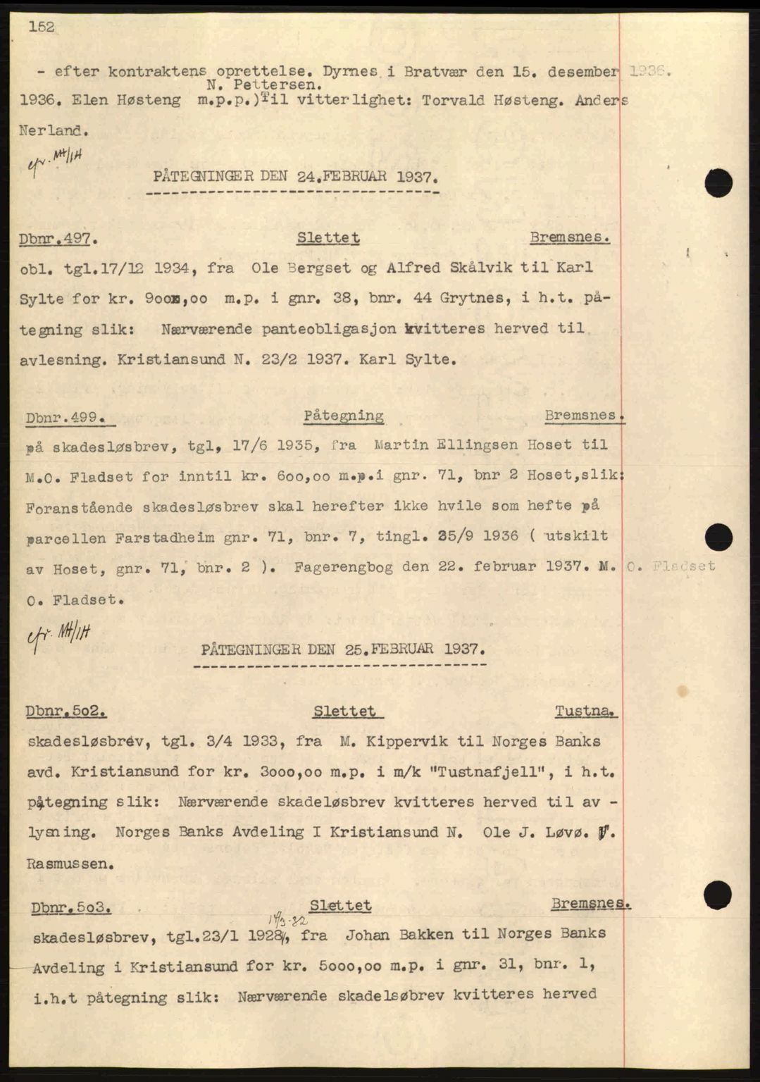 Nordmøre sorenskriveri, SAT/A-4132/1/2/2Ca: Pantebok nr. C80, 1936-1939, Dagboknr: 497/1937