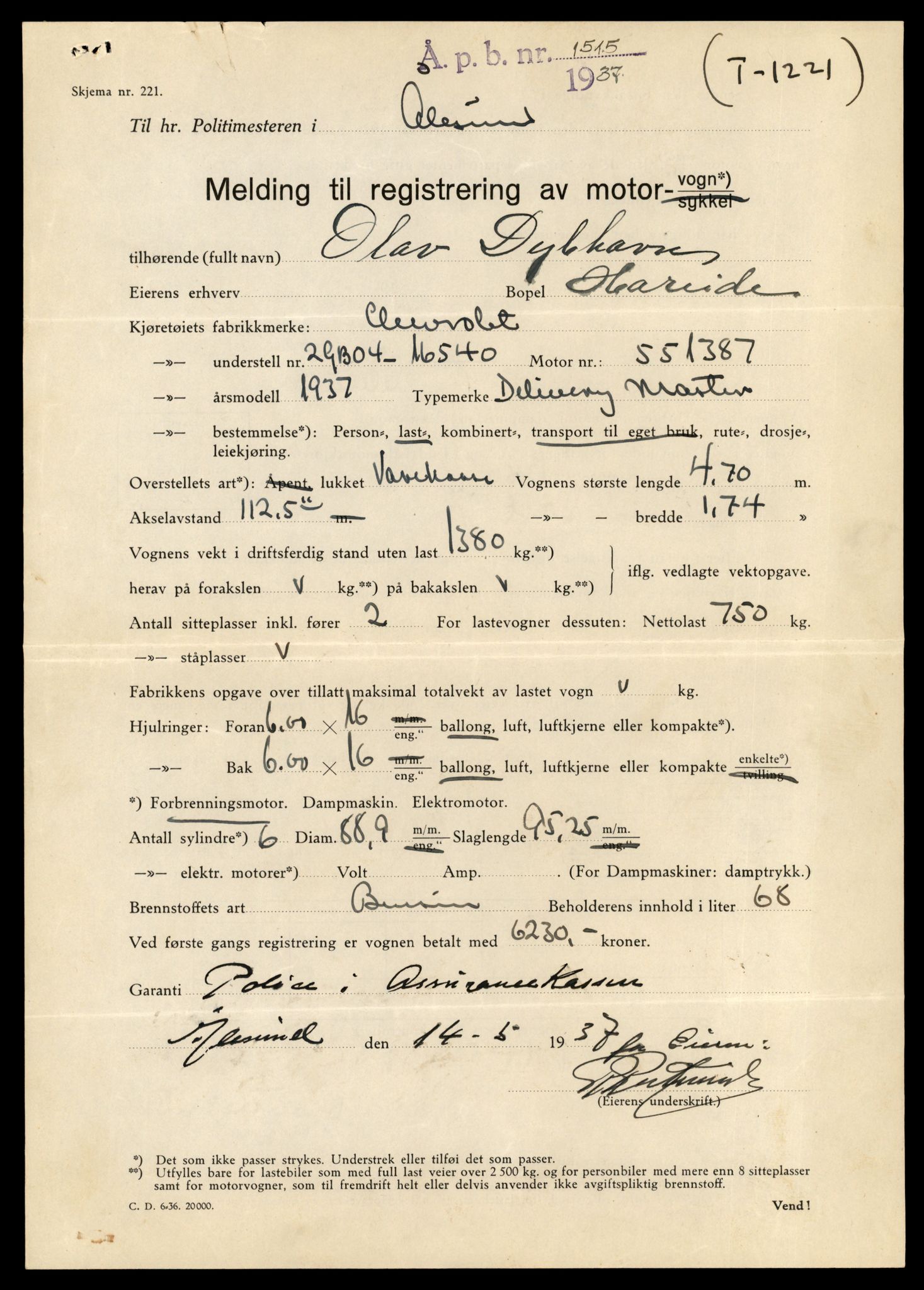 Møre og Romsdal vegkontor - Ålesund trafikkstasjon, SAT/A-4099/F/Fe/L0015: Registreringskort for kjøretøy T 1700 - T 1850, 1927-1998, s. 1208