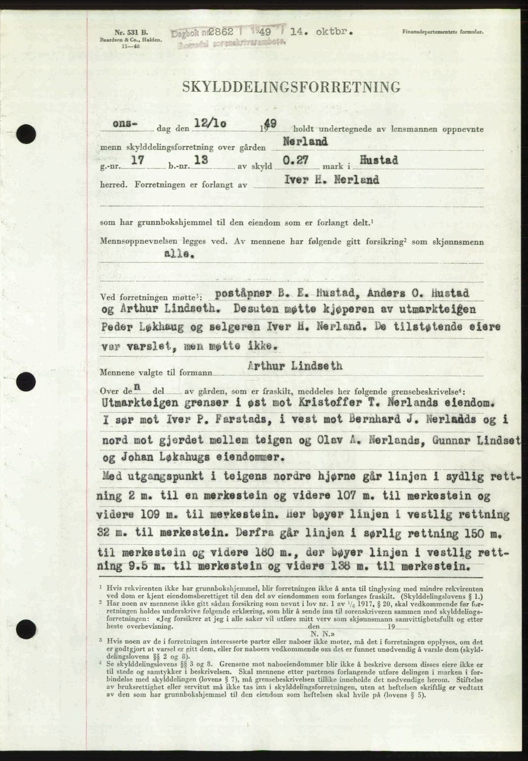 Romsdal sorenskriveri, SAT/A-4149/1/2/2C: Pantebok nr. A31, 1949-1949, Dagboknr: 2862/1949