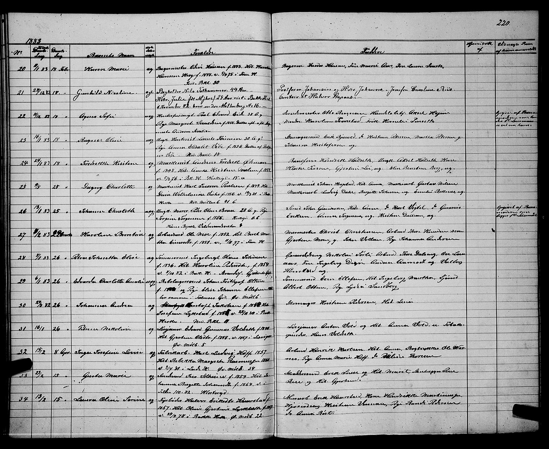 Ministerialprotokoller, klokkerbøker og fødselsregistre - Sør-Trøndelag, SAT/A-1456/604/L0220: Klokkerbok nr. 604C03, 1870-1885, s. 220