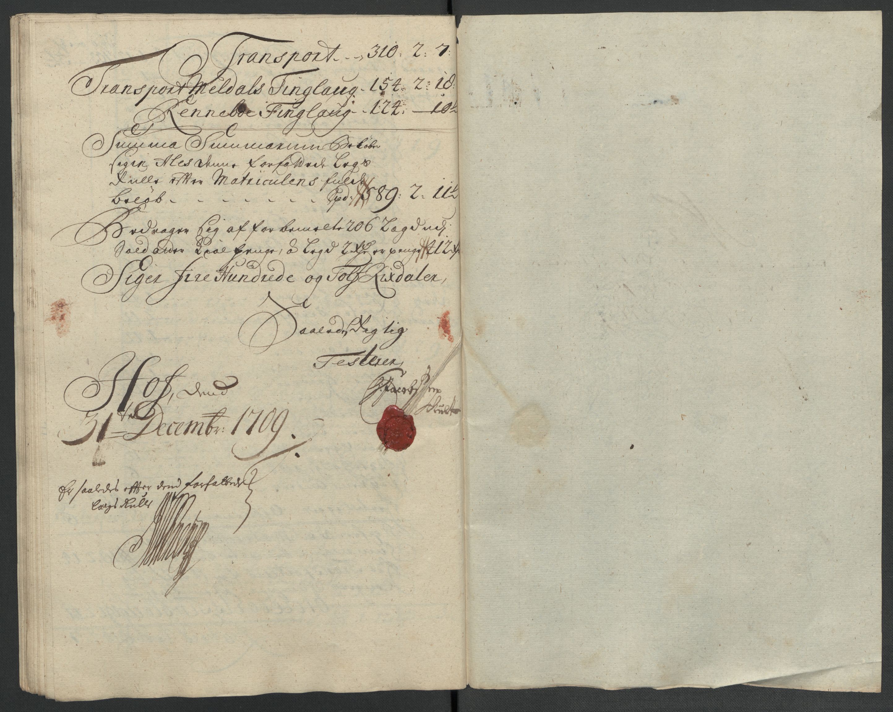 Rentekammeret inntil 1814, Reviderte regnskaper, Fogderegnskap, RA/EA-4092/R60/L3959: Fogderegnskap Orkdal og Gauldal, 1709, s. 117