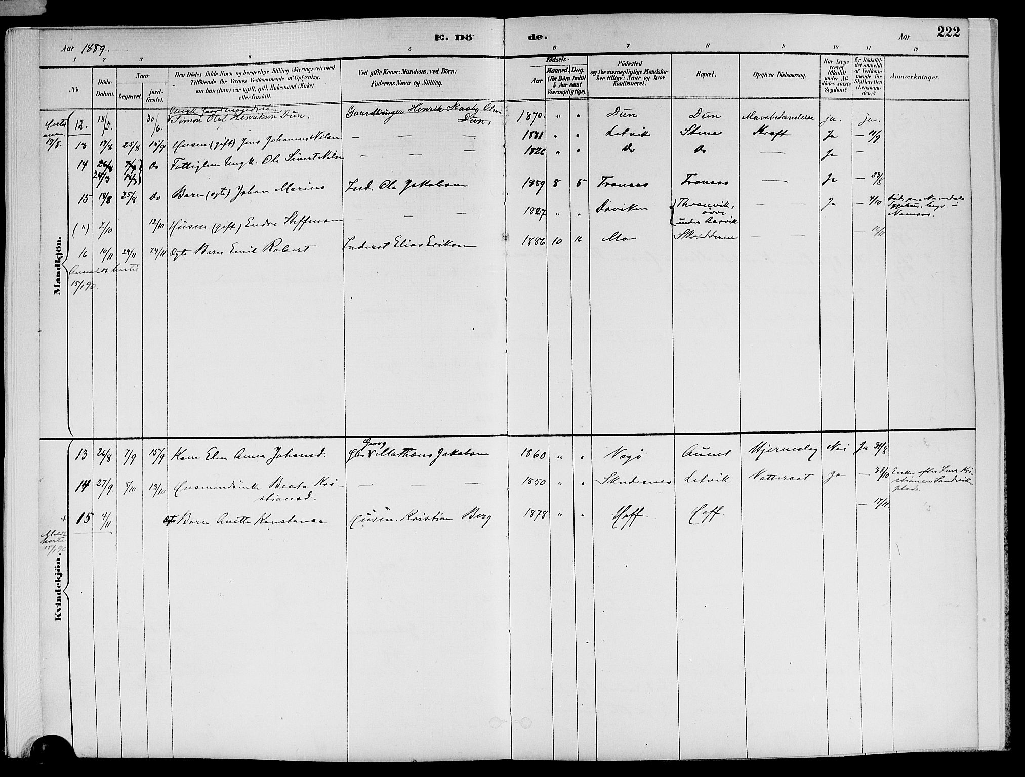 Ministerialprotokoller, klokkerbøker og fødselsregistre - Nord-Trøndelag, SAT/A-1458/773/L0617: Ministerialbok nr. 773A08, 1887-1910, s. 222