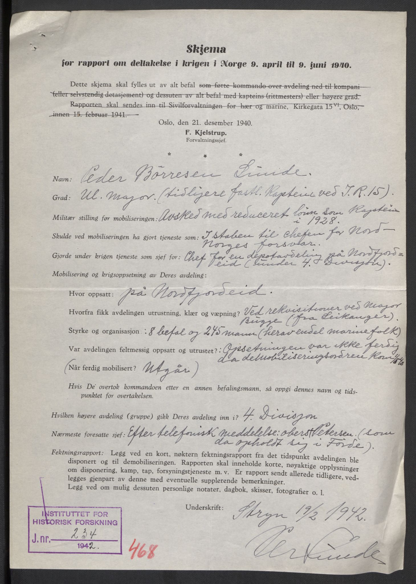Forsvaret, Forsvarets krigshistoriske avdeling, AV/RA-RAFA-2017/Y/Yb/L0108: II-C-11-466-499  -  4. Divisjon., 1940, s. 224