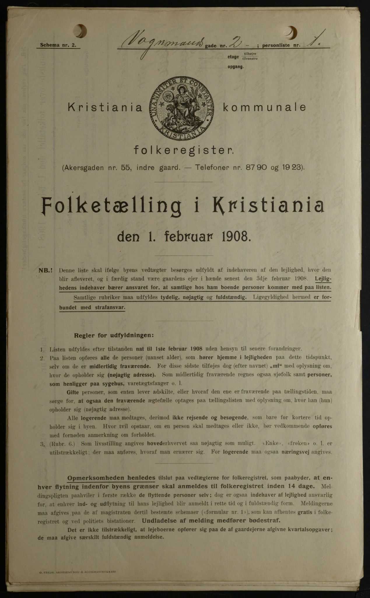 OBA, Kommunal folketelling 1.2.1908 for Kristiania kjøpstad, 1908, s. 111425