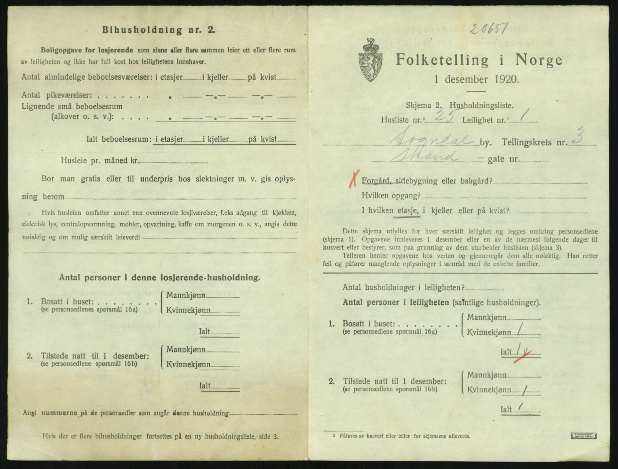 SAST, Folketelling 1920 for 1107 Sokndal ladested, 1920, s. 411