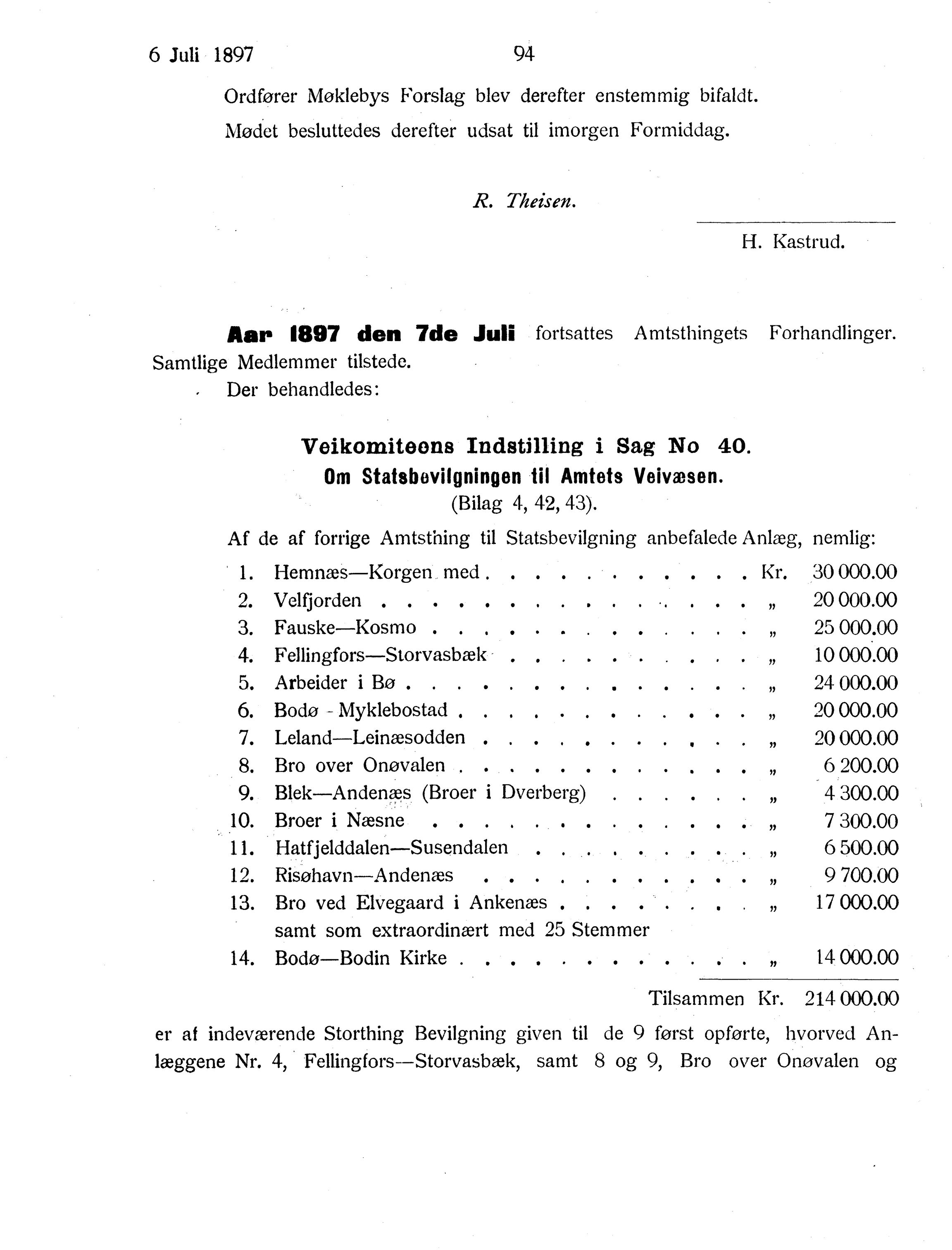 Nordland Fylkeskommune. Fylkestinget, AIN/NFK-17/176/A/Ac/L0020: Fylkestingsforhandlinger 1897, 1897, s. 94