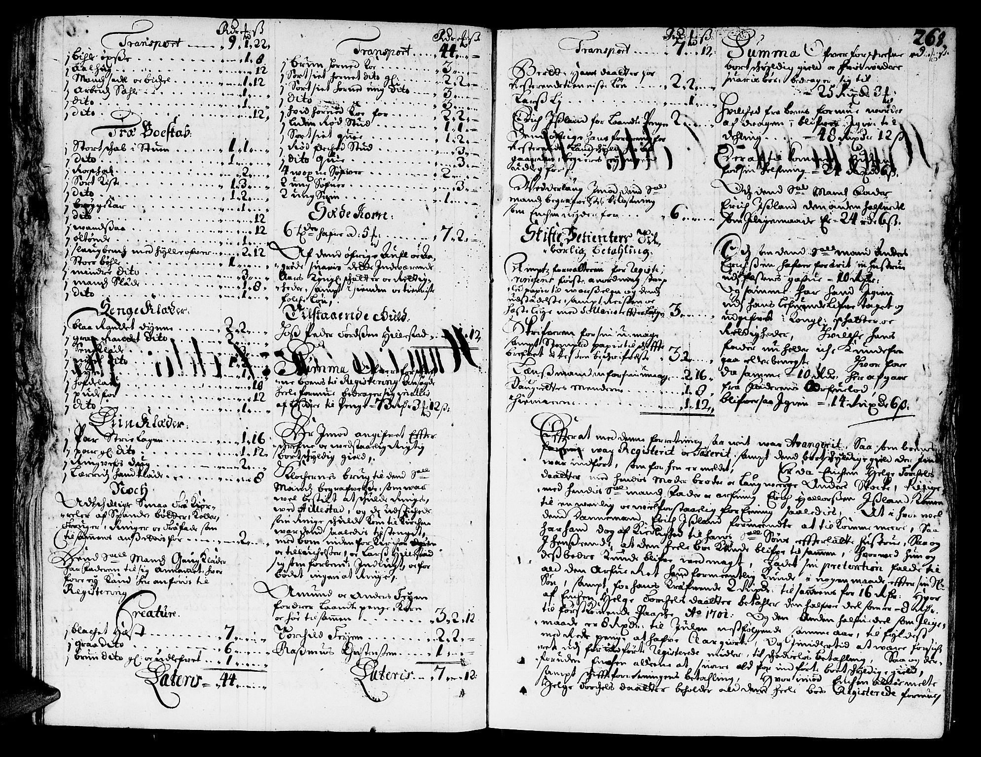 Nordre Jarlsberg sorenskriveri, SAKO/A-80/H/Hc/L0004: Skifteprotokoll, 1696-1701, s. 267b-268a