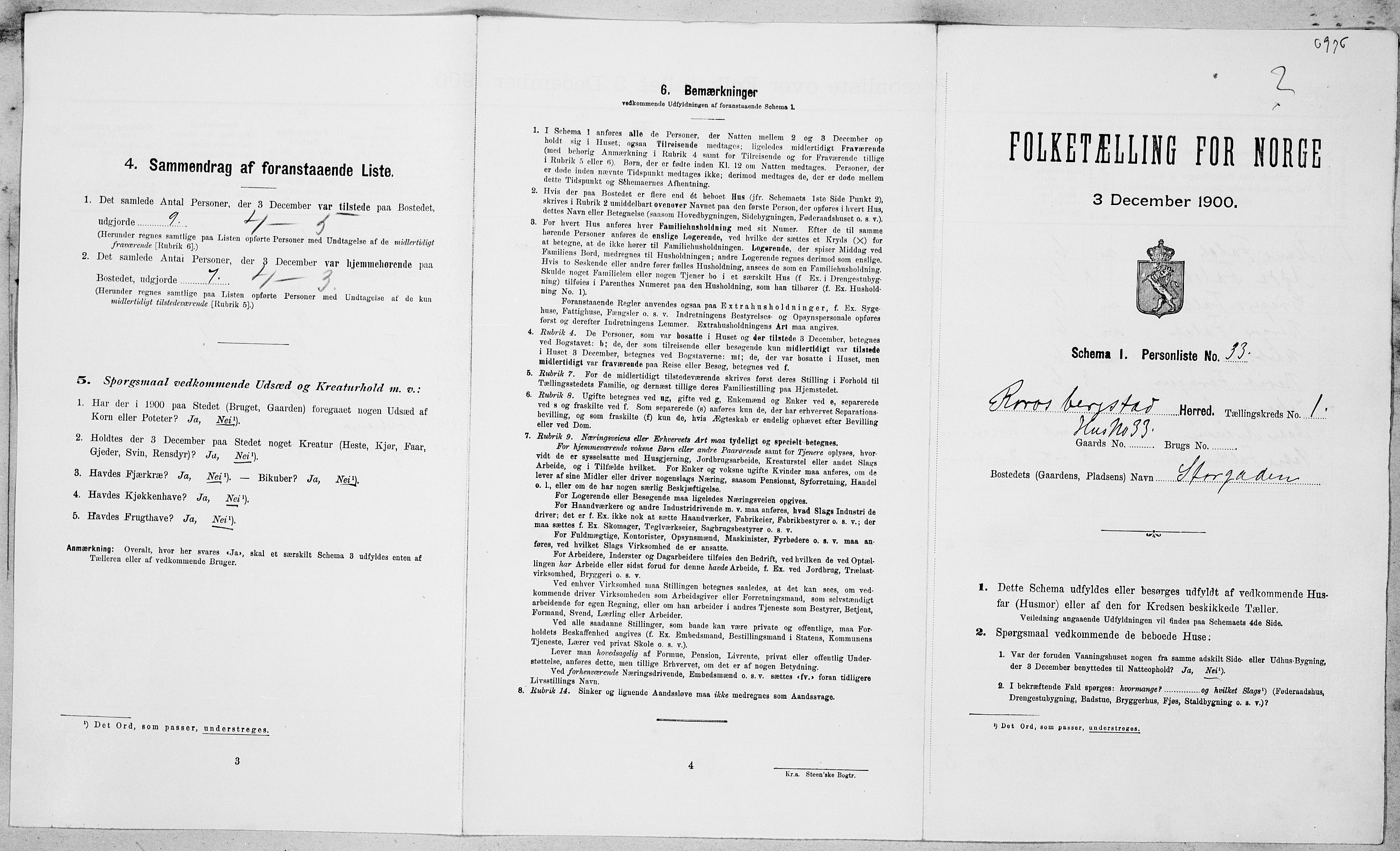 SAT, Folketelling 1900 for 1640 Røros herred, 1900, s. 106