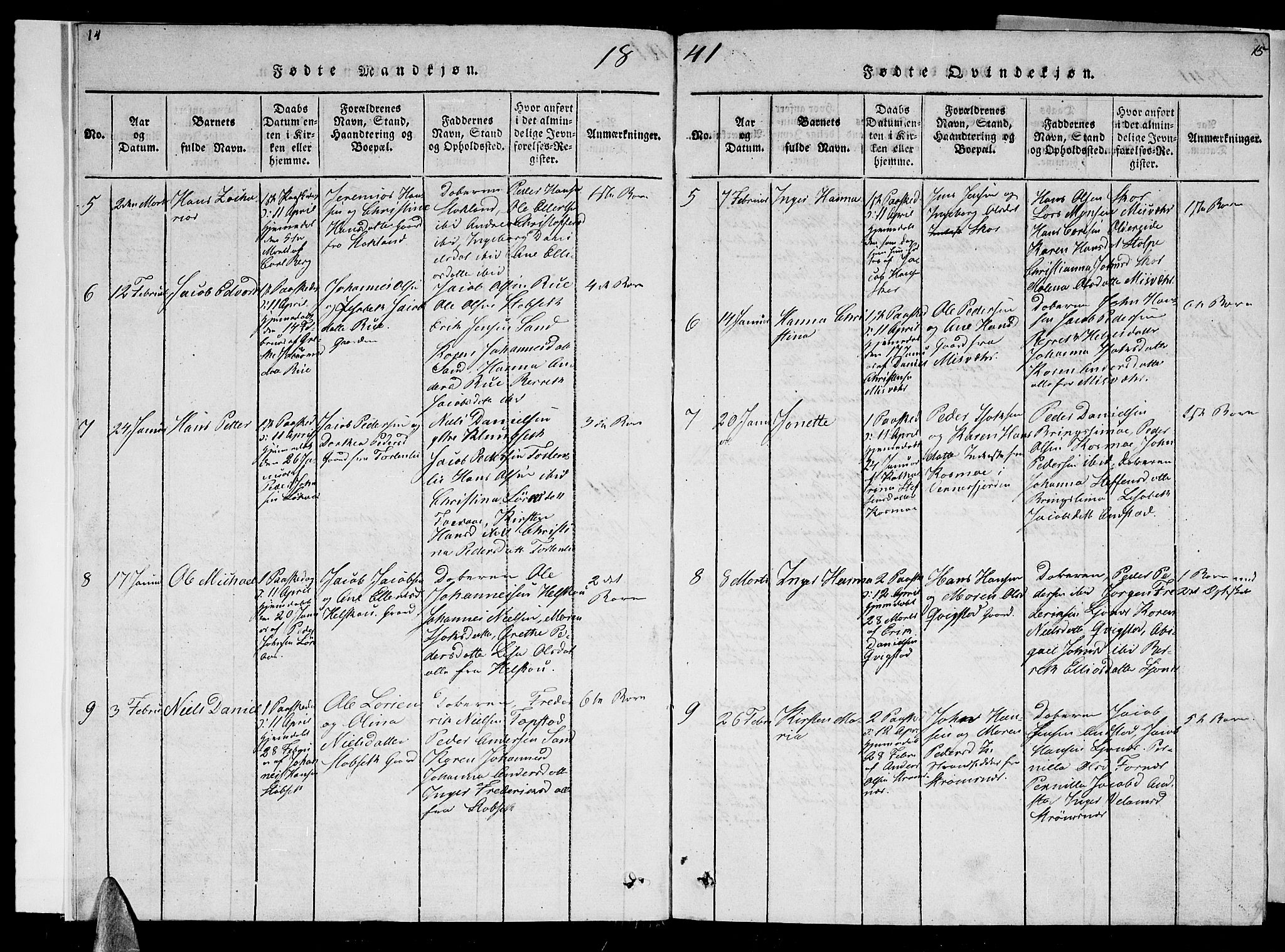 Ministerialprotokoller, klokkerbøker og fødselsregistre - Nordland, AV/SAT-A-1459/852/L0752: Klokkerbok nr. 852C03, 1840-1855, s. 14-15