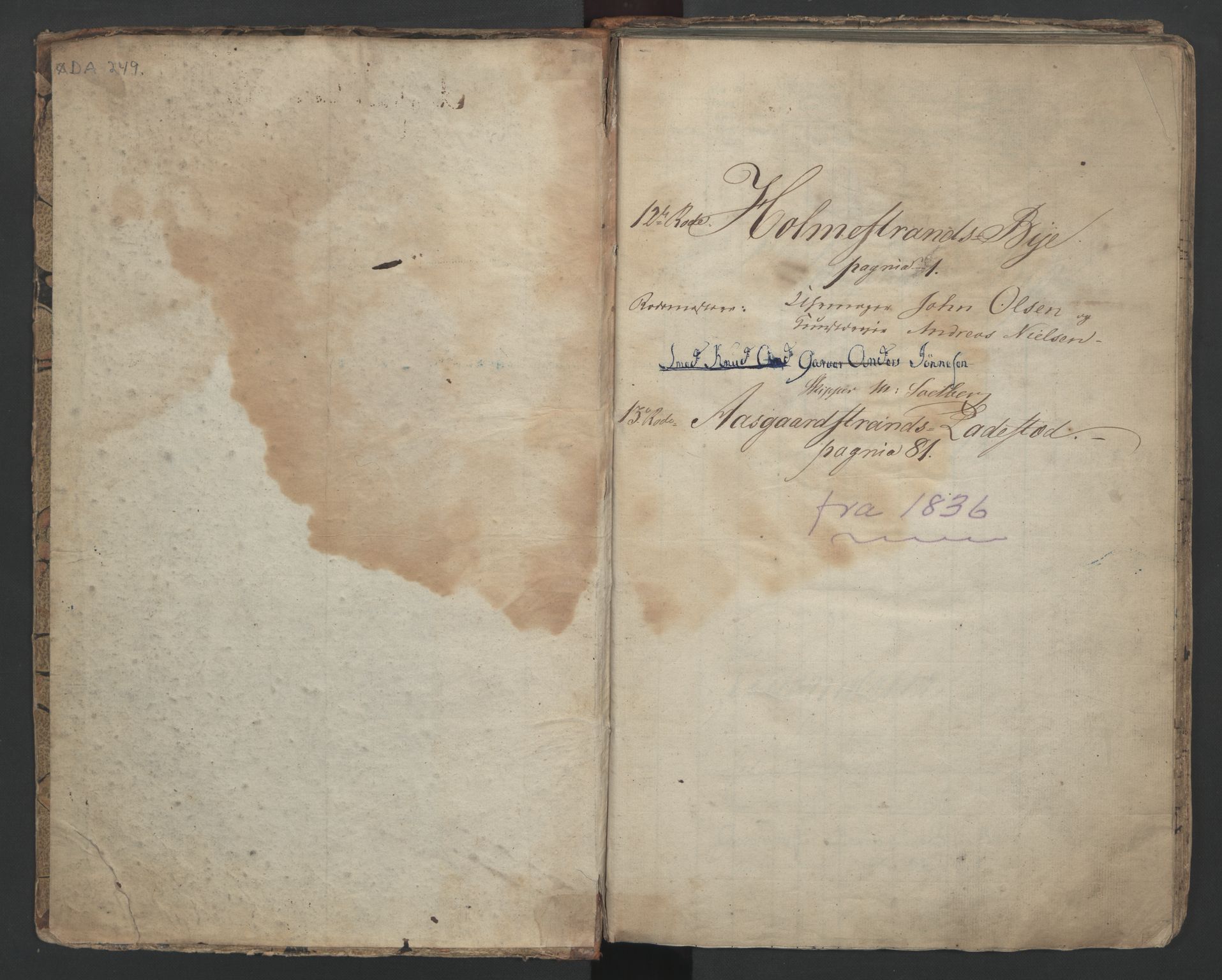 Holmestrand innrulleringskontor, AV/SAKO-A-1151/F/Fa/L0002: Hovedrulle, 1836-1860