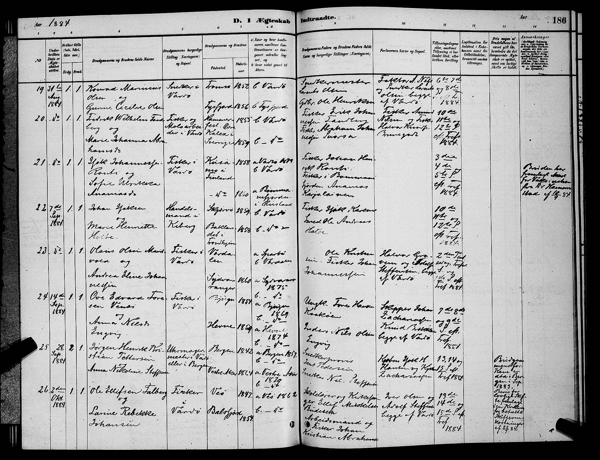 Vardø sokneprestkontor, AV/SATØ-S-1332/H/Hb/L0004klokker: Klokkerbok nr. 4, 1879-1887, s. 186