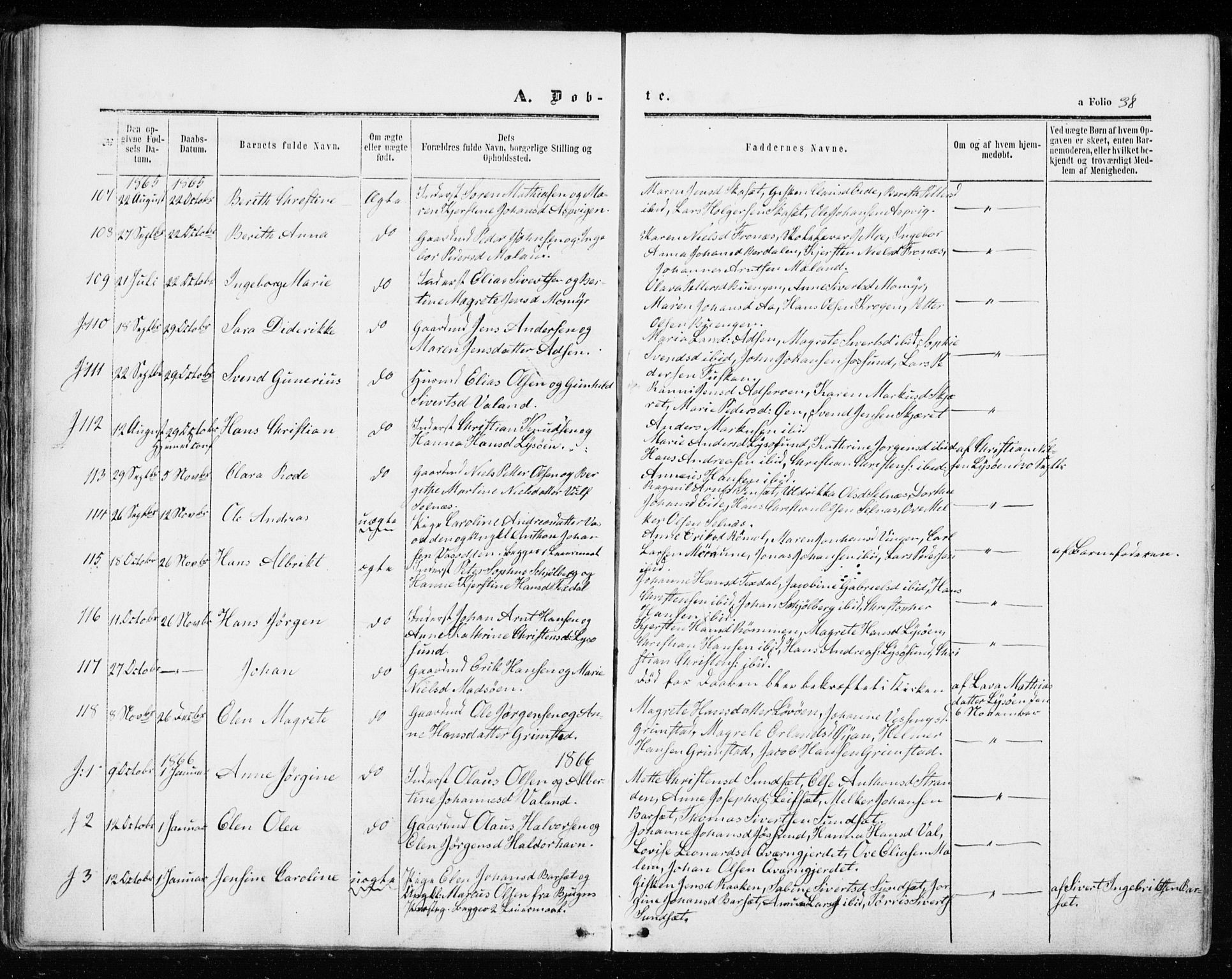 Ministerialprotokoller, klokkerbøker og fødselsregistre - Sør-Trøndelag, AV/SAT-A-1456/655/L0678: Ministerialbok nr. 655A07, 1861-1873, s. 38