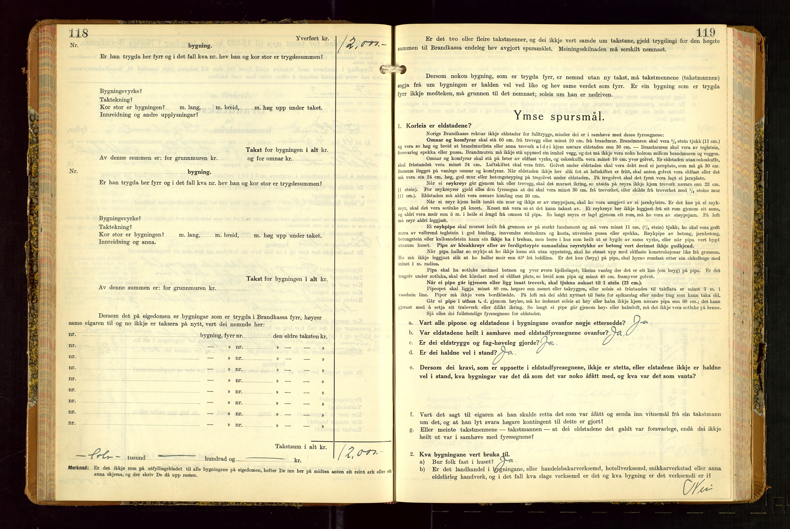 Hetland lensmannskontor, AV/SAST-A-100101/Gob/L0007: "Brandtakstbok", 1939-1949, s. 118-119