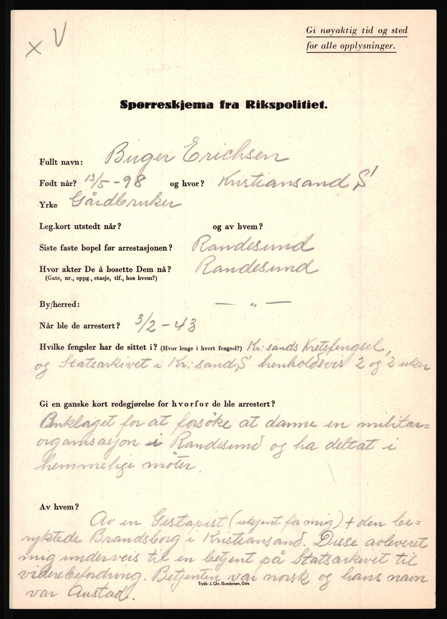 Rikspolitisjefen, AV/RA-S-1560/L/L0004: Eriksen, Alf - Geving, Øivind, 1940-1945, s. 15