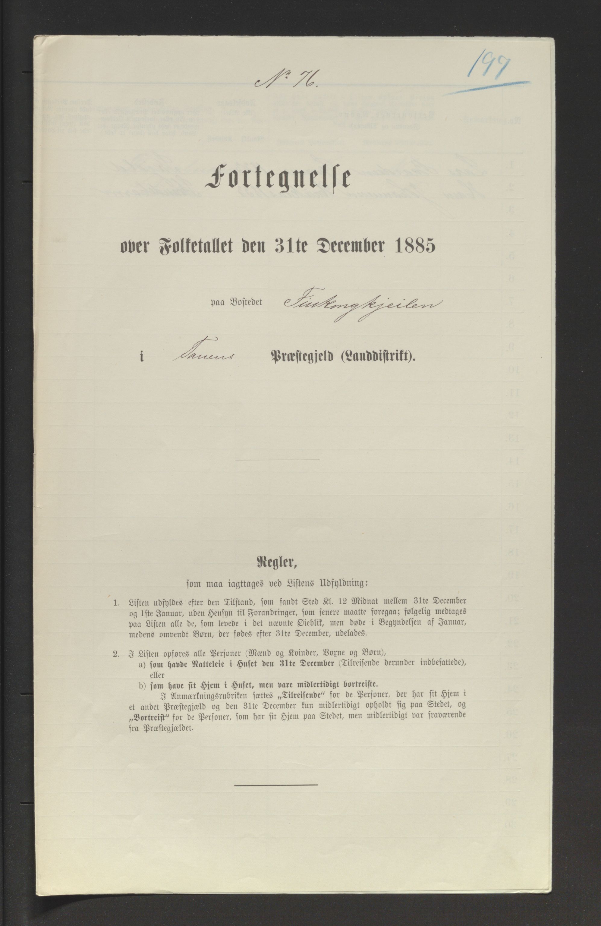 SATØ, Folketelling 1885 for 2025 Tana herred, 1885, s. 197a