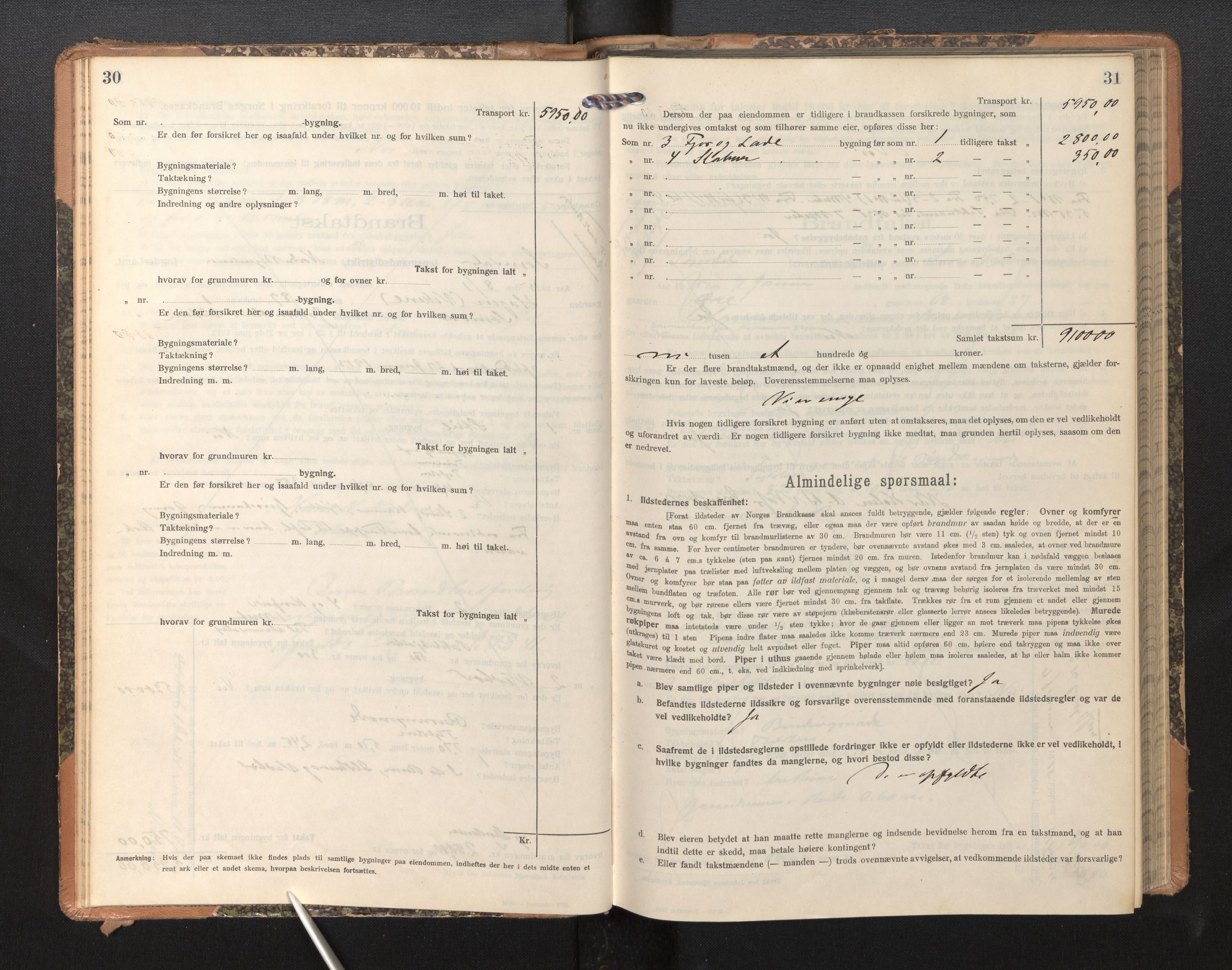 Lensmannen i Sogndal, SAB/A-29901/0012/L0011: Branntakstprotokoll, skjematakst, 1914-1922, s. 30-31