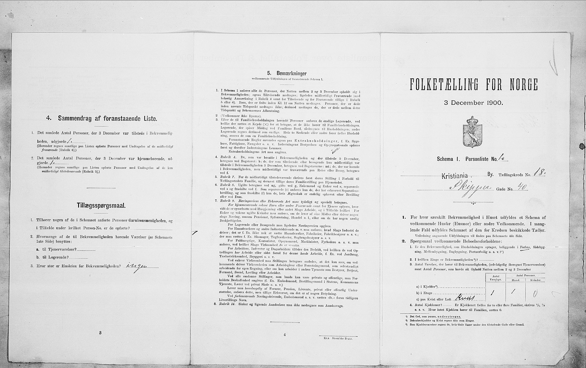 SAO, Folketelling 1900 for 0301 Kristiania kjøpstad, 1900, s. 85168