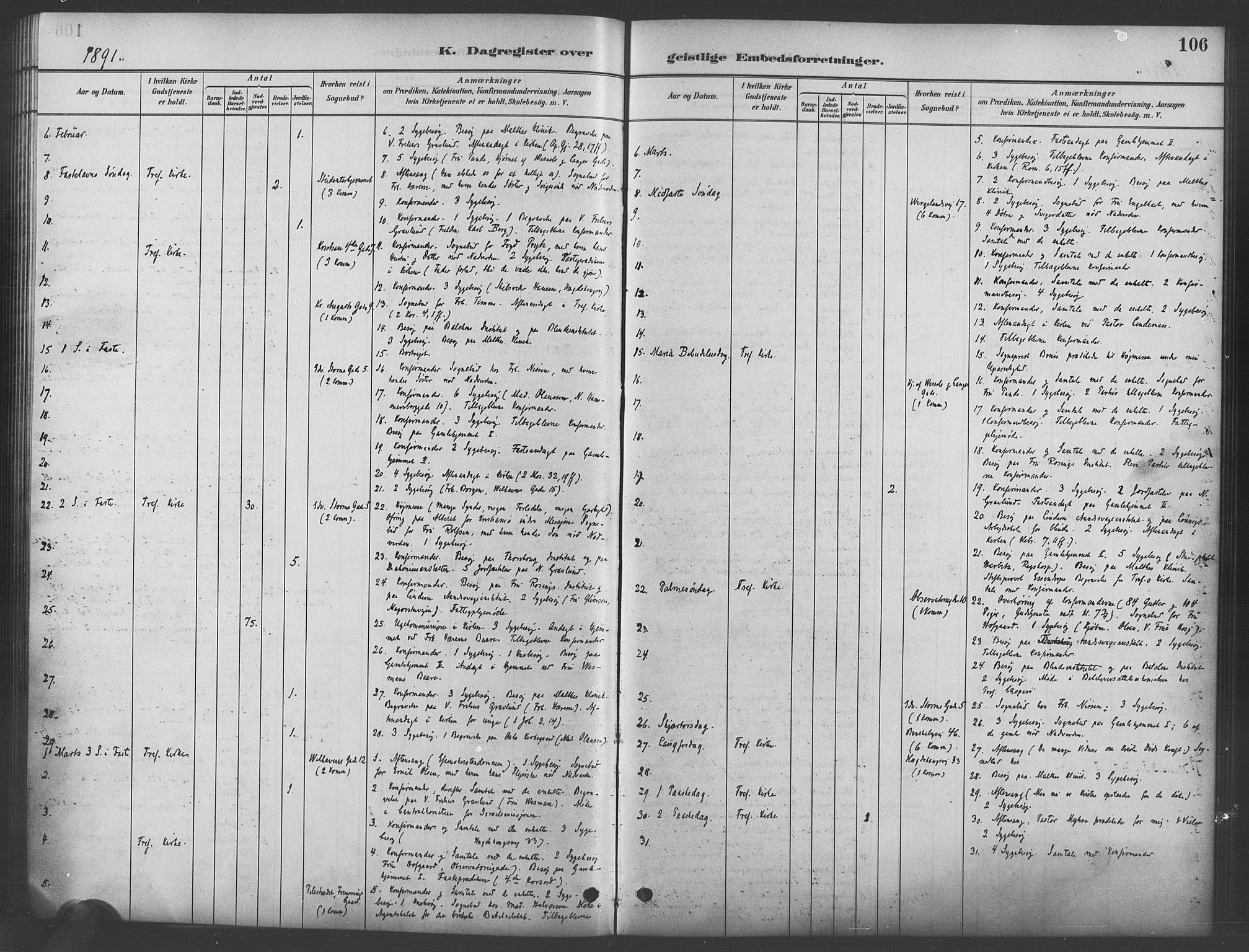 Trefoldighet prestekontor Kirkebøker, AV/SAO-A-10882/I/Ia/L0003: Dagsregister nr. 3, 1881-1901, s. 106