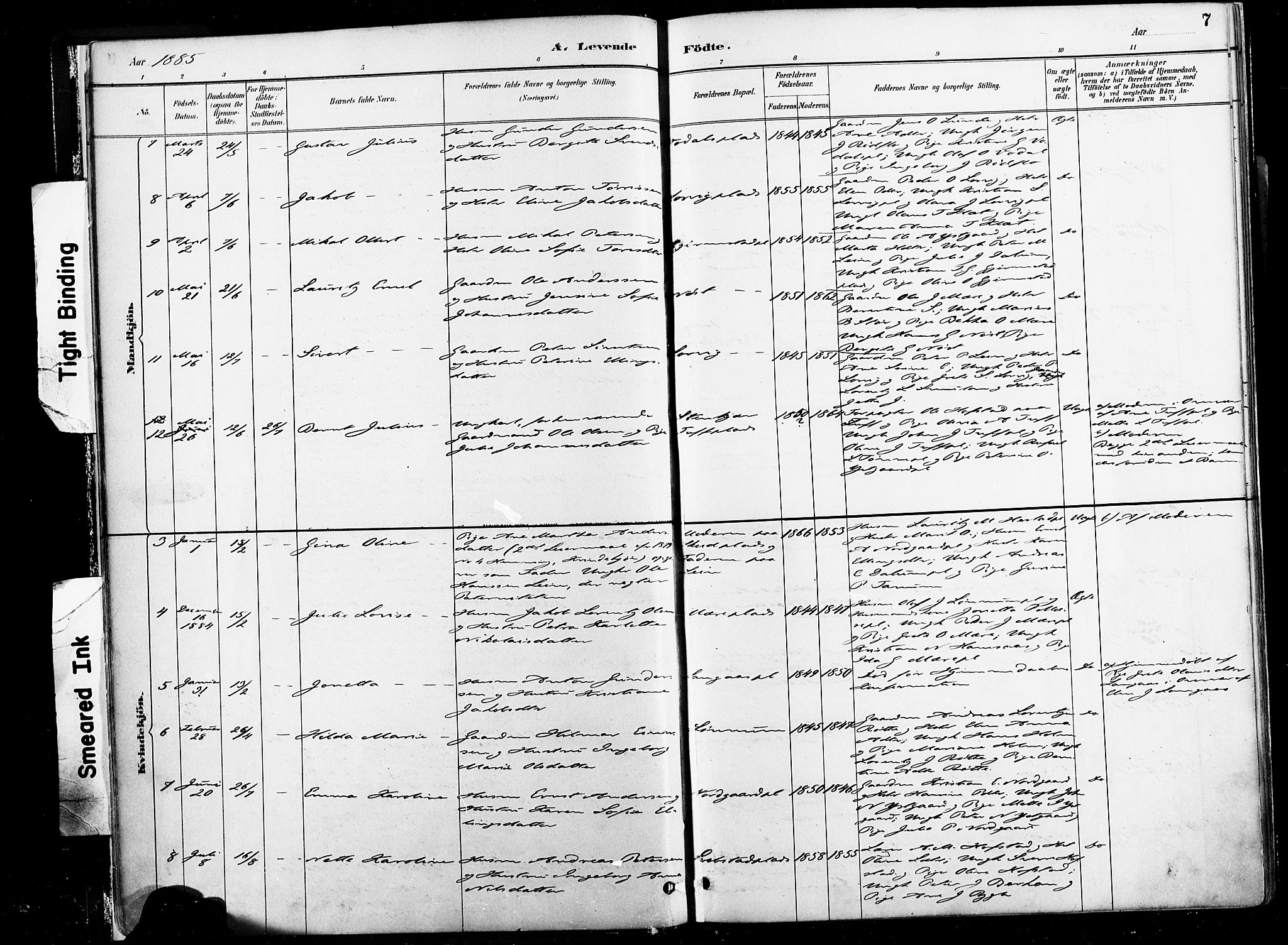 Ministerialprotokoller, klokkerbøker og fødselsregistre - Nord-Trøndelag, SAT/A-1458/735/L0351: Ministerialbok nr. 735A10, 1884-1908, s. 7