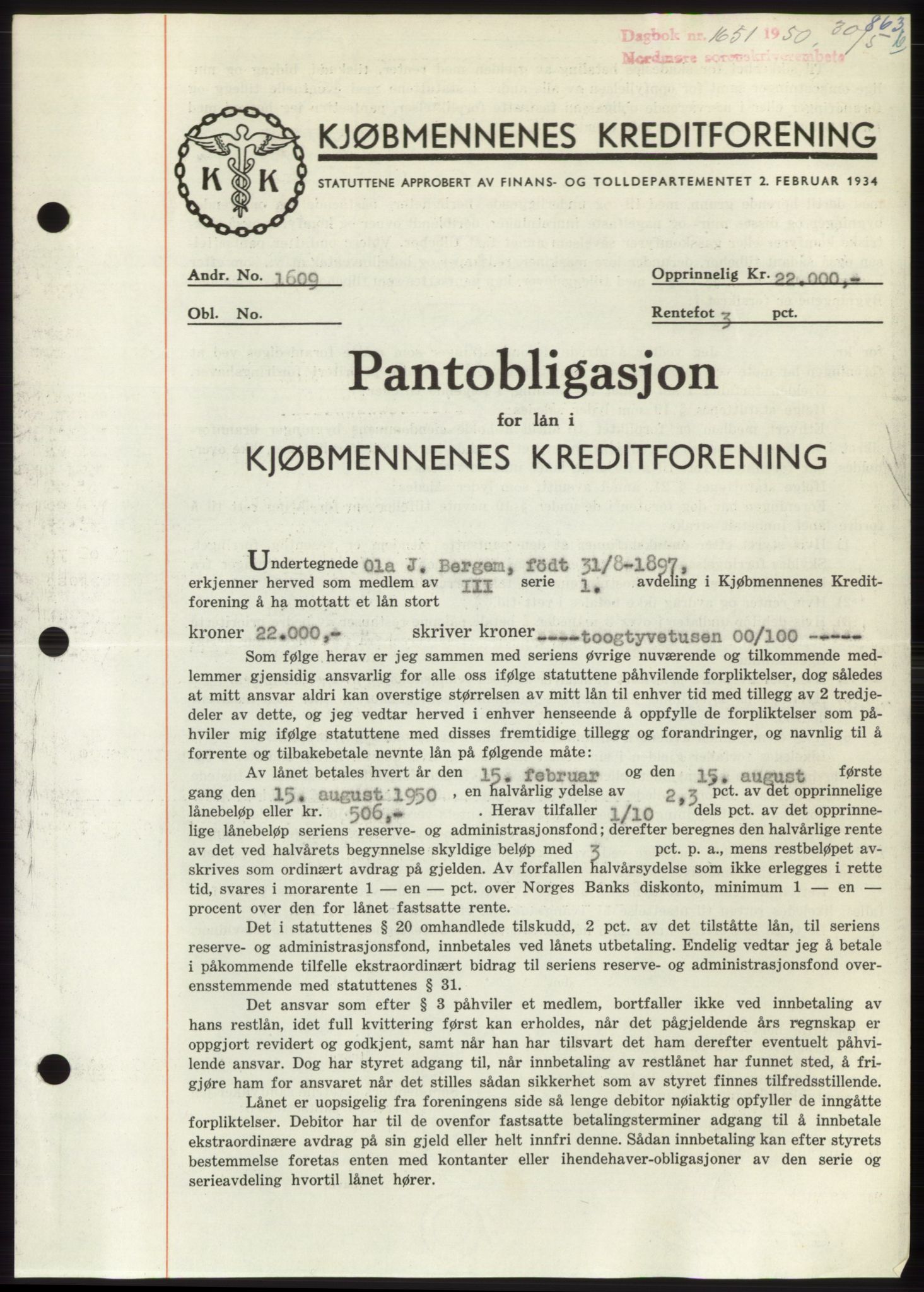 Nordmøre sorenskriveri, SAT/A-4132/1/2/2Ca: Pantebok nr. B104, 1950-1950, Dagboknr: 1651/1950