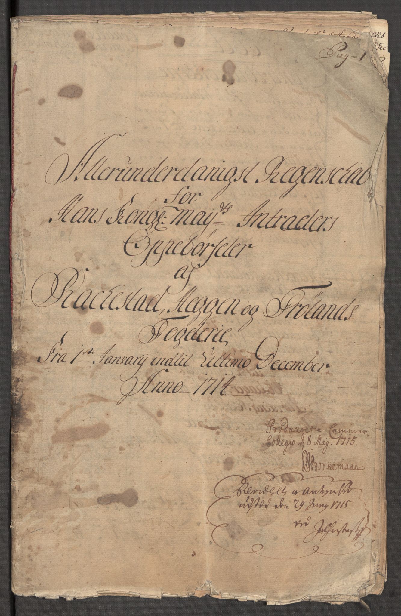 Rentekammeret inntil 1814, Reviderte regnskaper, Fogderegnskap, RA/EA-4092/R07/L0308: Fogderegnskap Rakkestad, Heggen og Frøland, 1714, s. 3