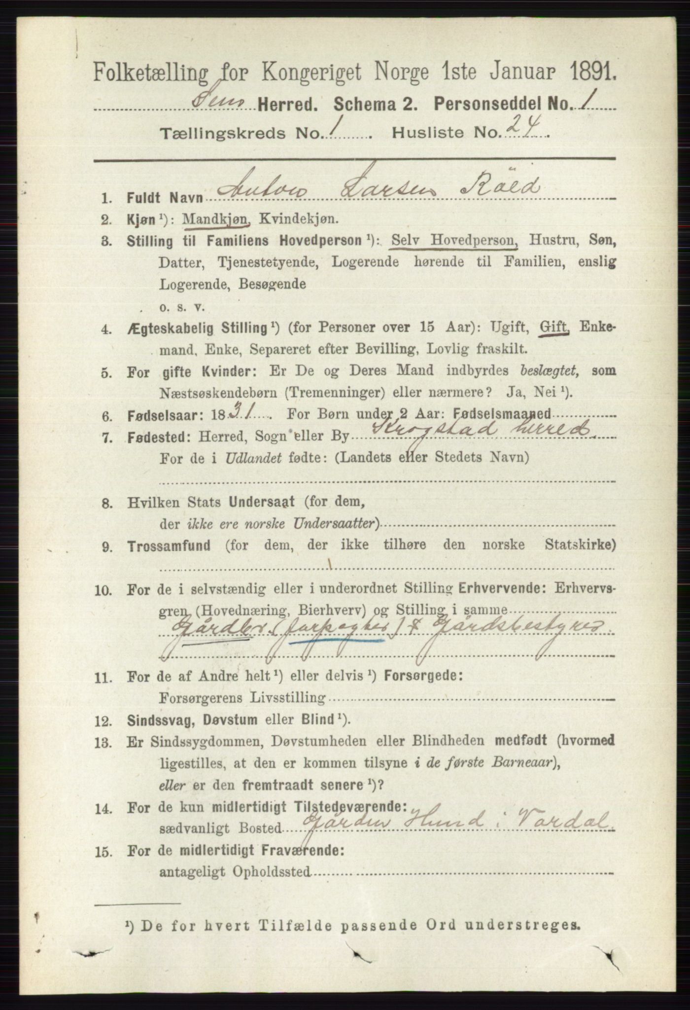RA, Folketelling 1891 for 0721 Sem herred, 1891, s. 233