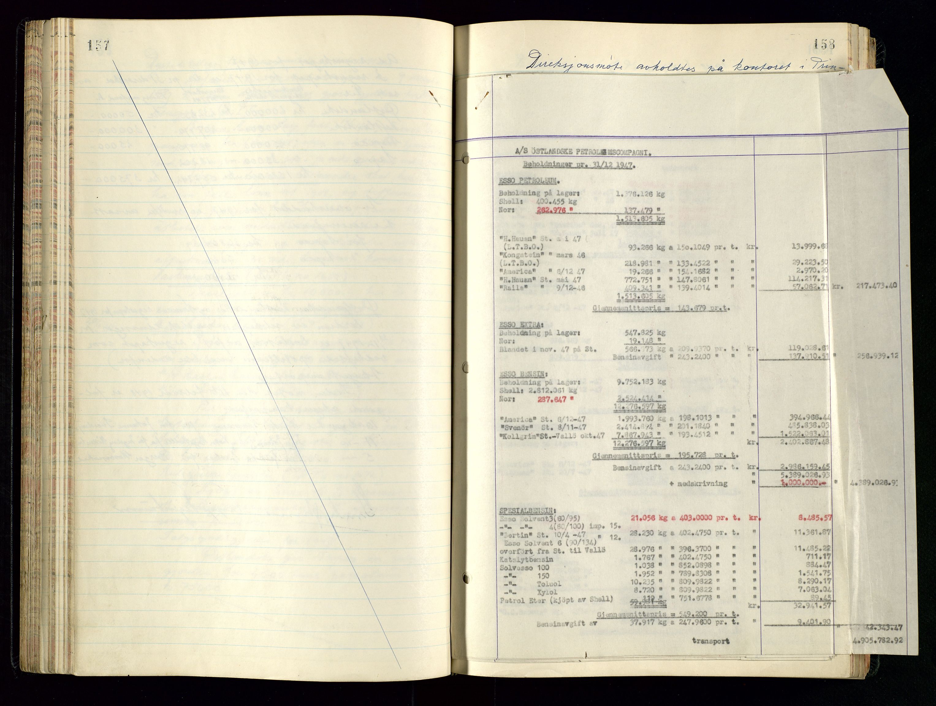 PA 1534 - Østlandske Petroleumscompagni A/S, SAST/A-101954/A/Aa/L0005/0001: Direksjonsprotokoller / Den Administrerende Direksjon alle selskaper (referatprotokoll), 1943-1958