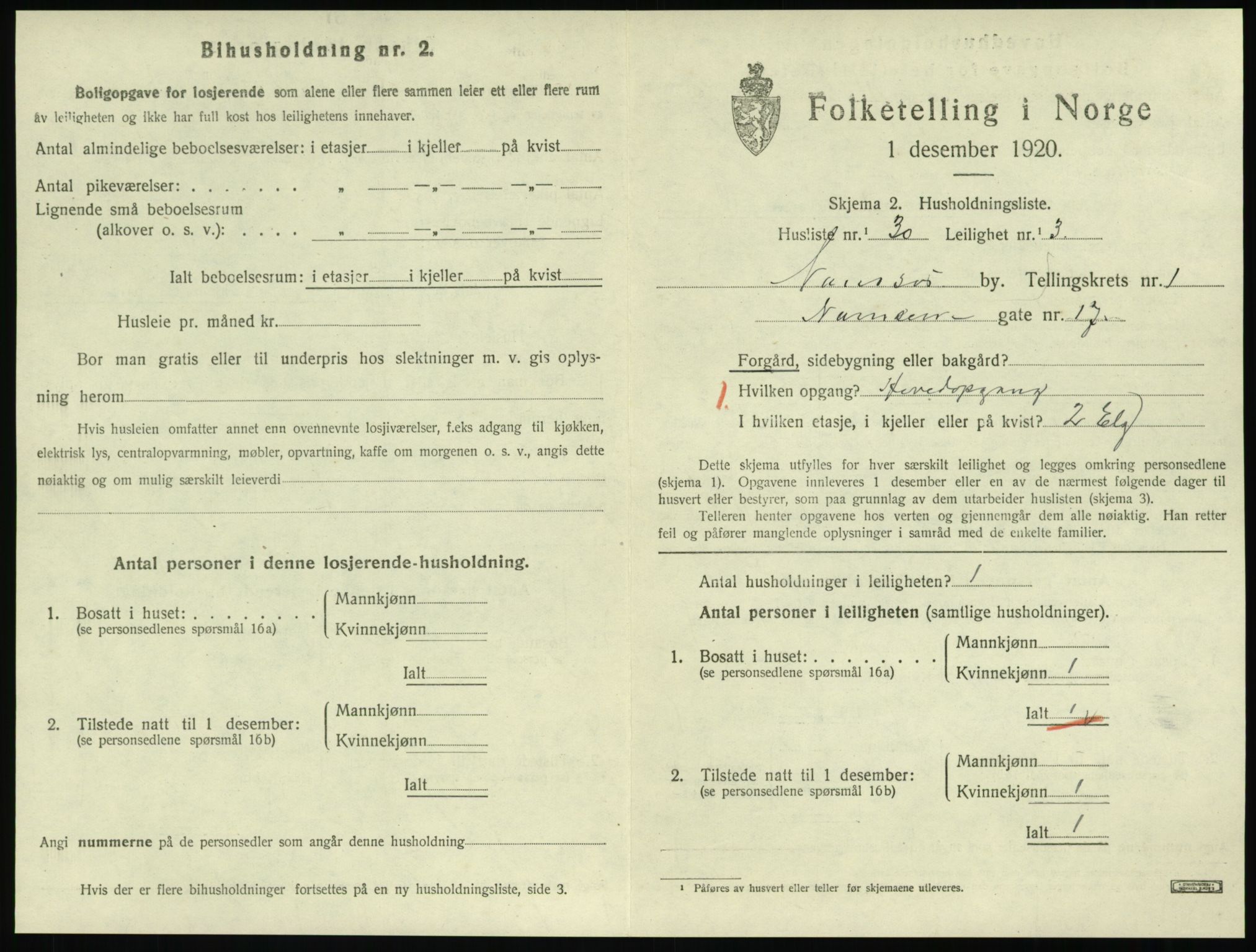 SAT, Folketelling 1920 for 1703 Namsos ladested, 1920, s. 877