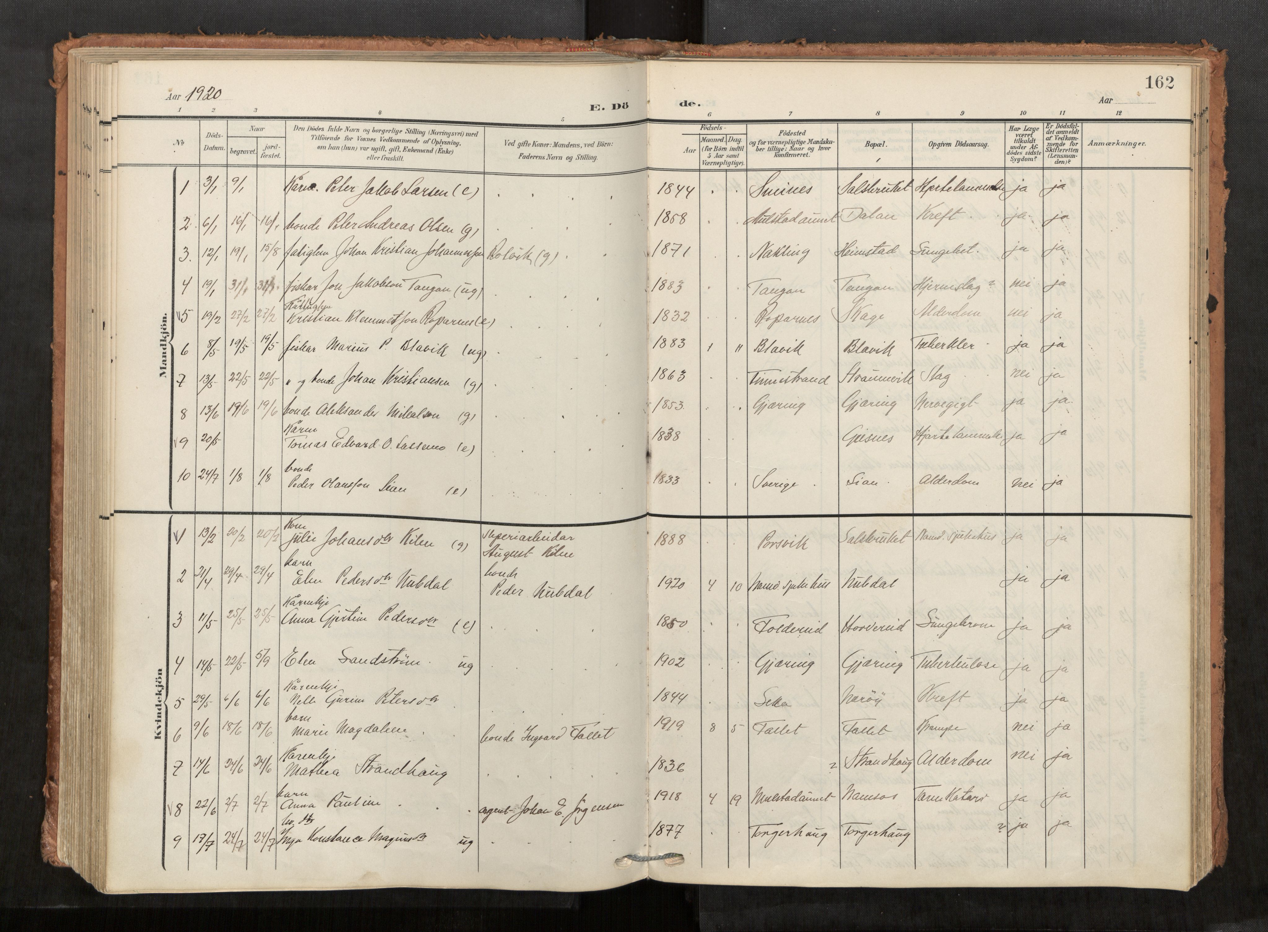 Kolvereid sokneprestkontor, AV/SAT-A-1171/H/Ha/Haa/L0001: Ministerialbok nr. 1, 1903-1922, s. 162