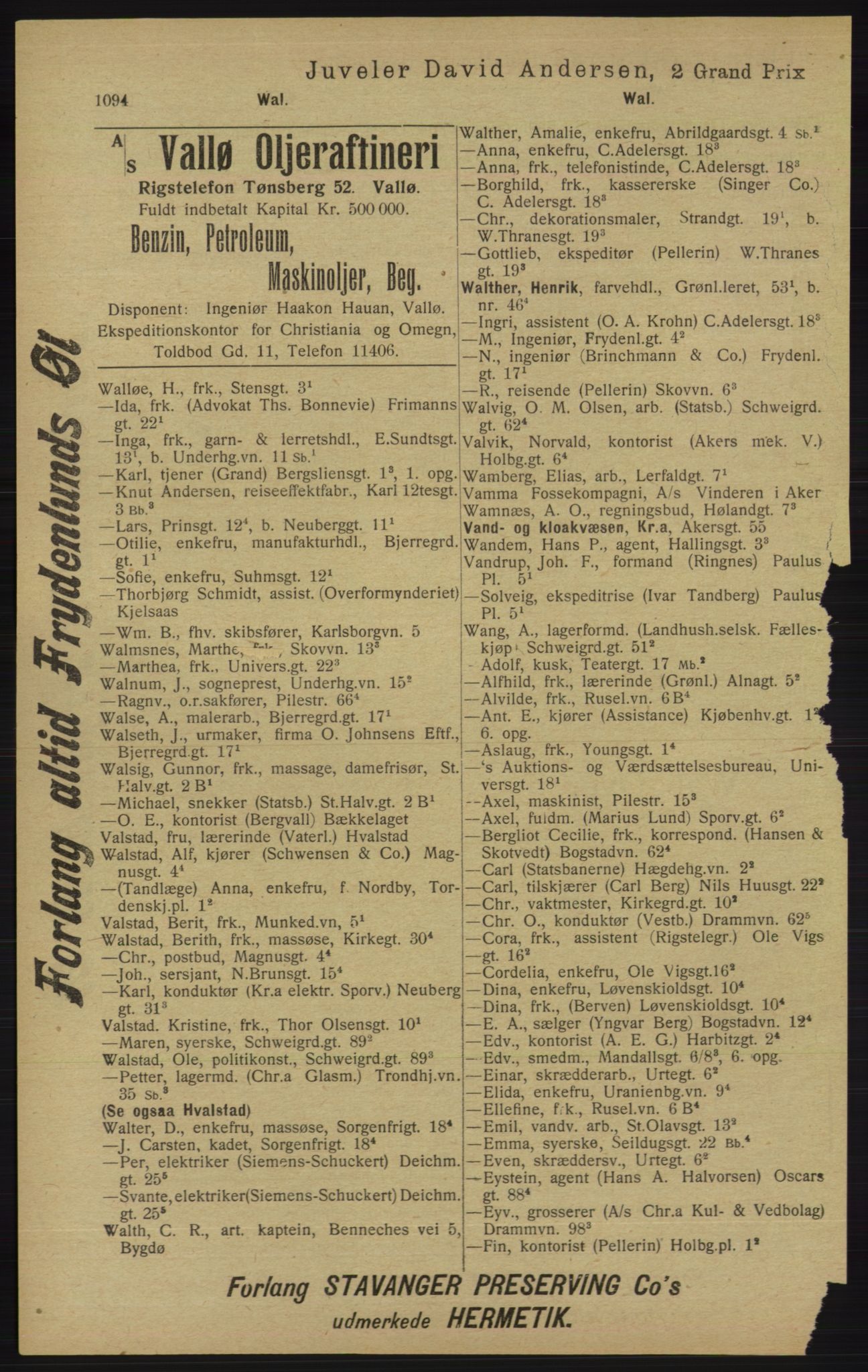 Kristiania/Oslo adressebok, PUBL/-, 1913, s. 1106