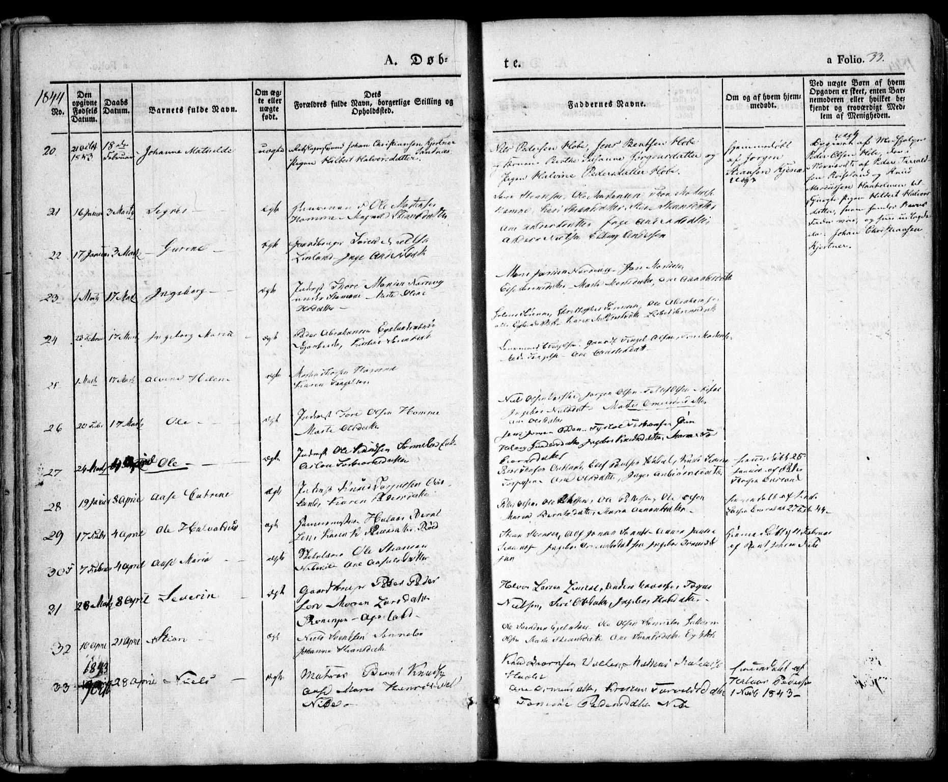 Søndeled sokneprestkontor, AV/SAK-1111-0038/F/Fa/L0002: Ministerialbok nr. A 2, 1839-1860, s. 33