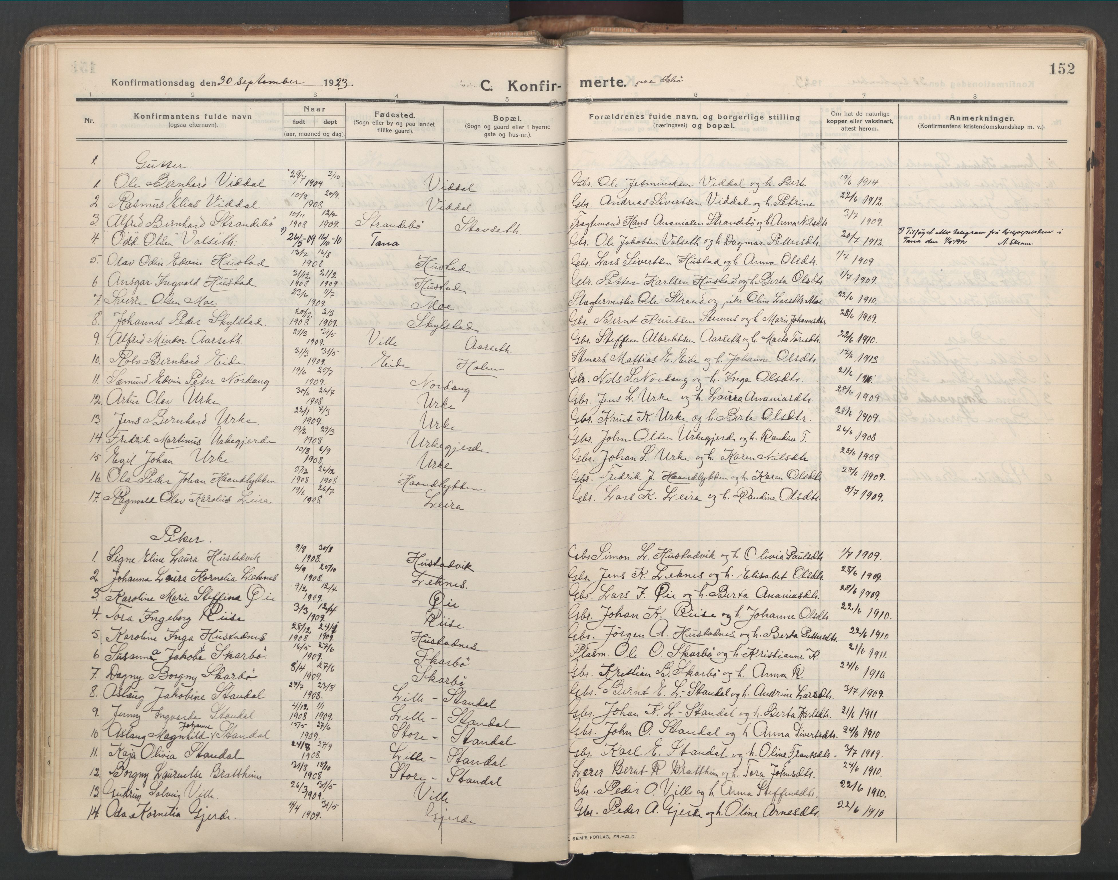 Ministerialprotokoller, klokkerbøker og fødselsregistre - Møre og Romsdal, SAT/A-1454/515/L0212: Ministerialbok nr. 515A08, 1911-1935, s. 152