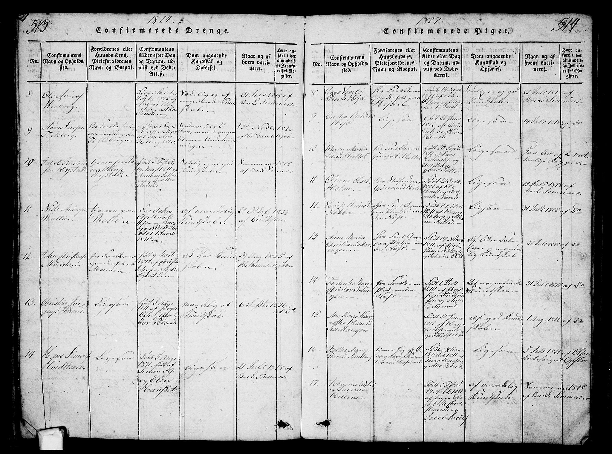 Borge prestekontor Kirkebøker, AV/SAO-A-10903/G/Ga/L0001: Klokkerbok nr.  I 1, 1815-1835, s. 513-514