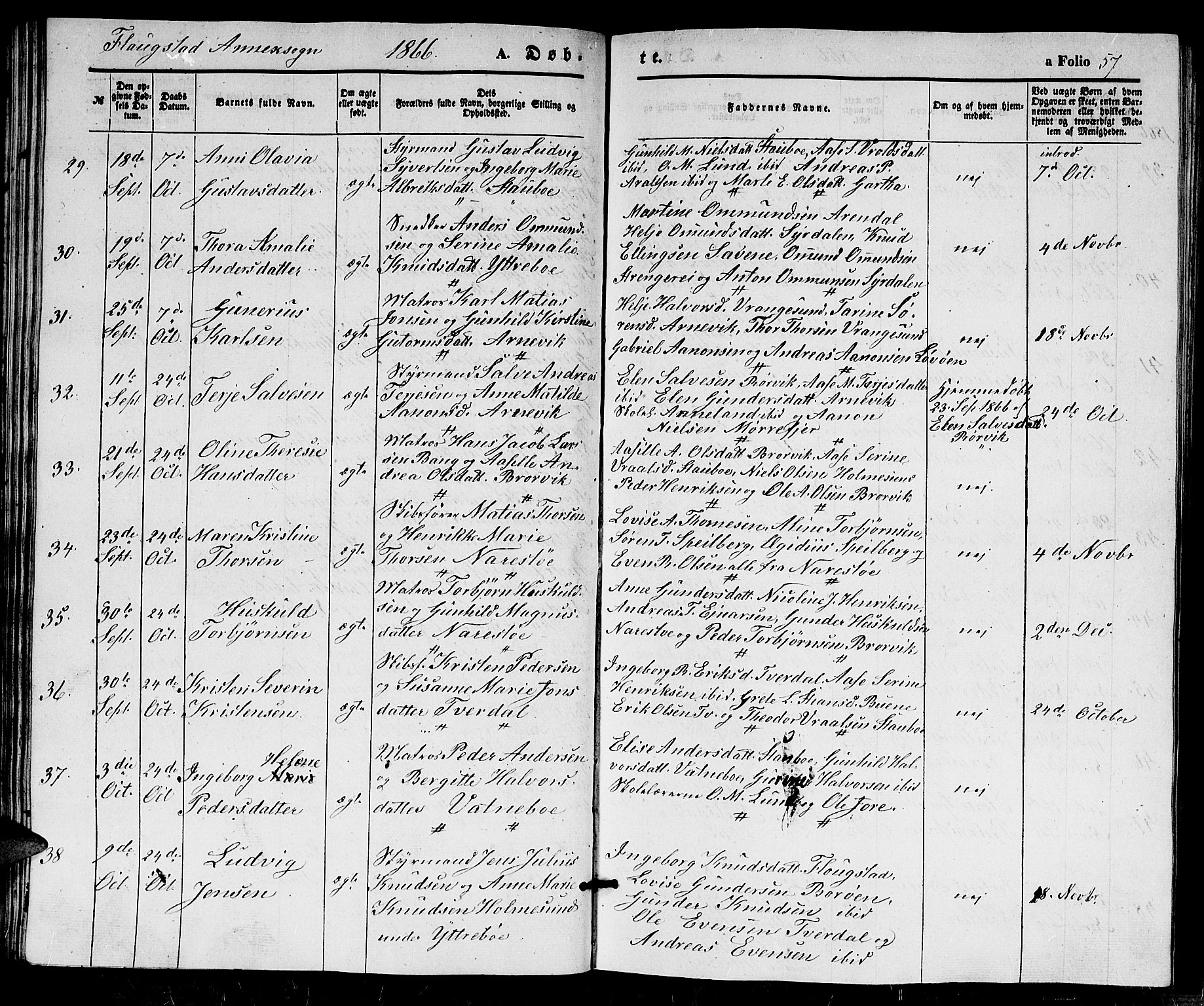 Dypvåg sokneprestkontor, AV/SAK-1111-0007/F/Fb/Fbb/L0002: Klokkerbok nr. B 2, 1851-1871, s. 57